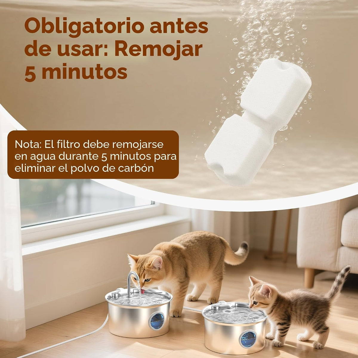 Filtro de fuente de agua para gatos ATMZIQXR: Reemplazo del filtro...
