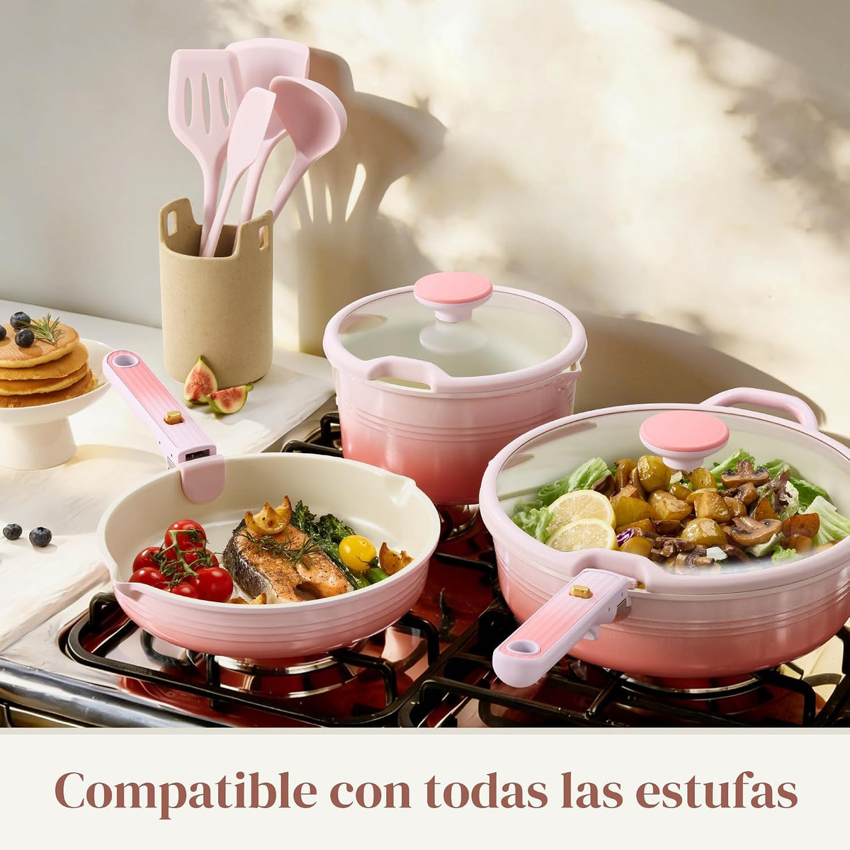 CAROTE Juego de 20 utensilios de cocina de titanio, juego de ollas...