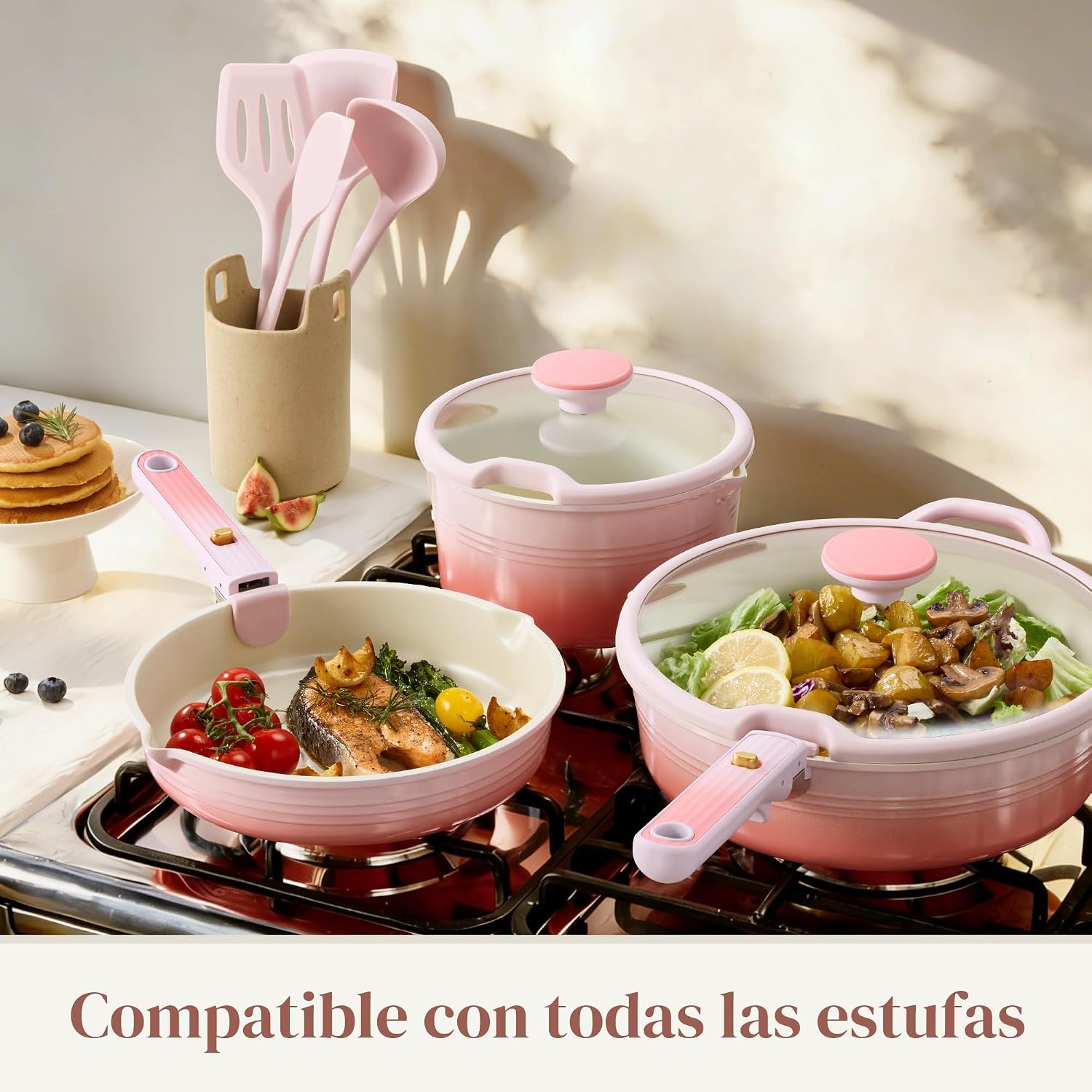 CAROTE Juego de 20 utensilios de cocina de titanio, juego de ollas...