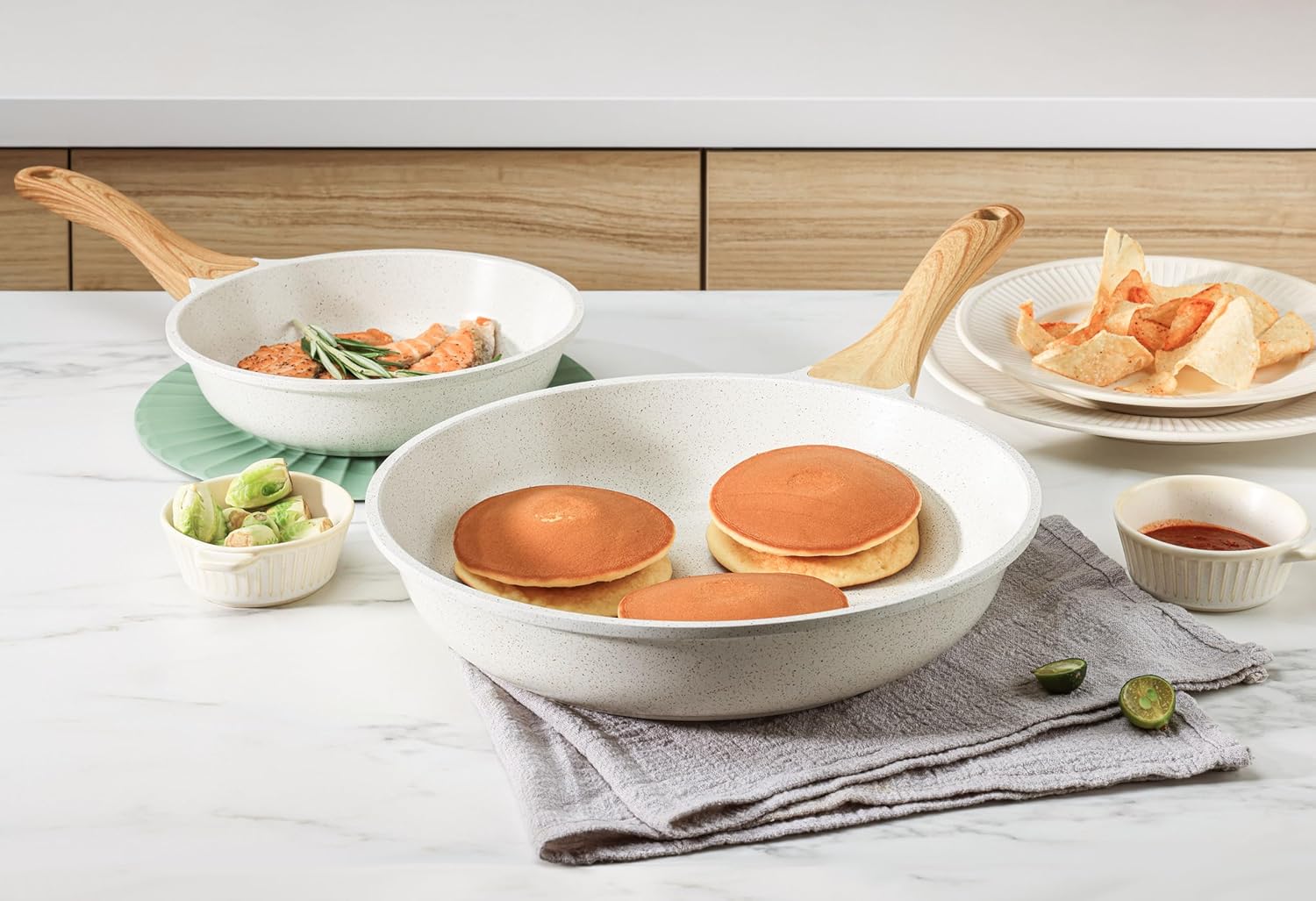 SENSARTE Juego de utensilios de cocina de cerámica antiadherente de...