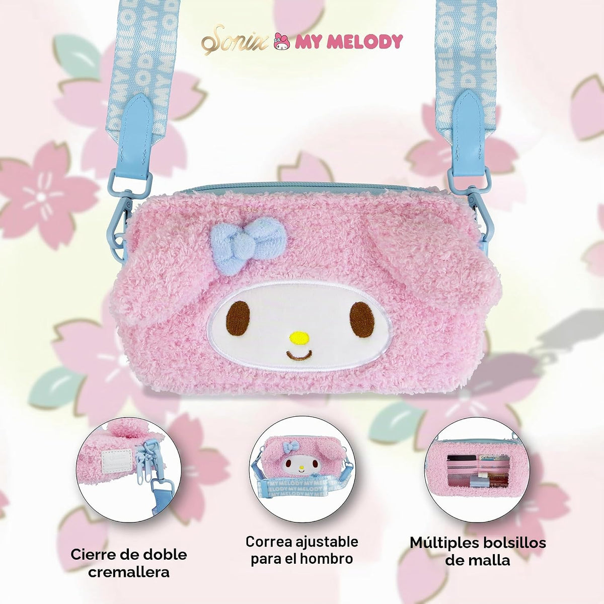 Sonix x Sanrio - Cartera de felpa para teléfono, bolsa cruzada de p...