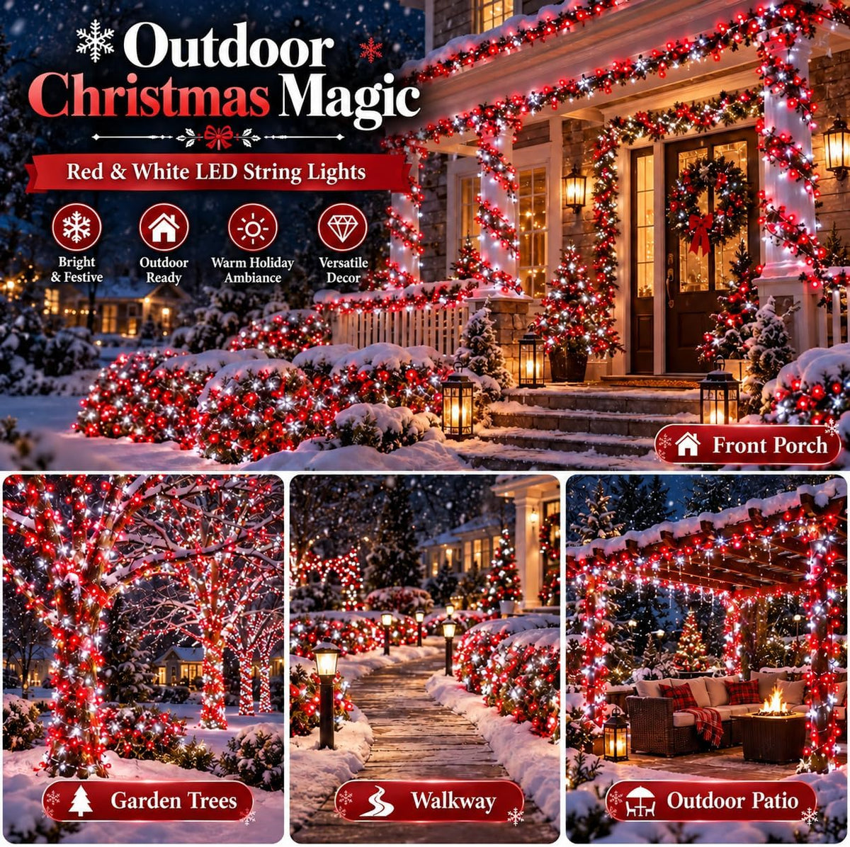 Cadena de luces de Navidad conectables de 88 pies y 240 LED para ex...