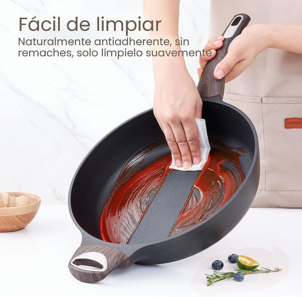 SENSARTE Sartén antiadherente con tapa, sartén profunda grande de 1...