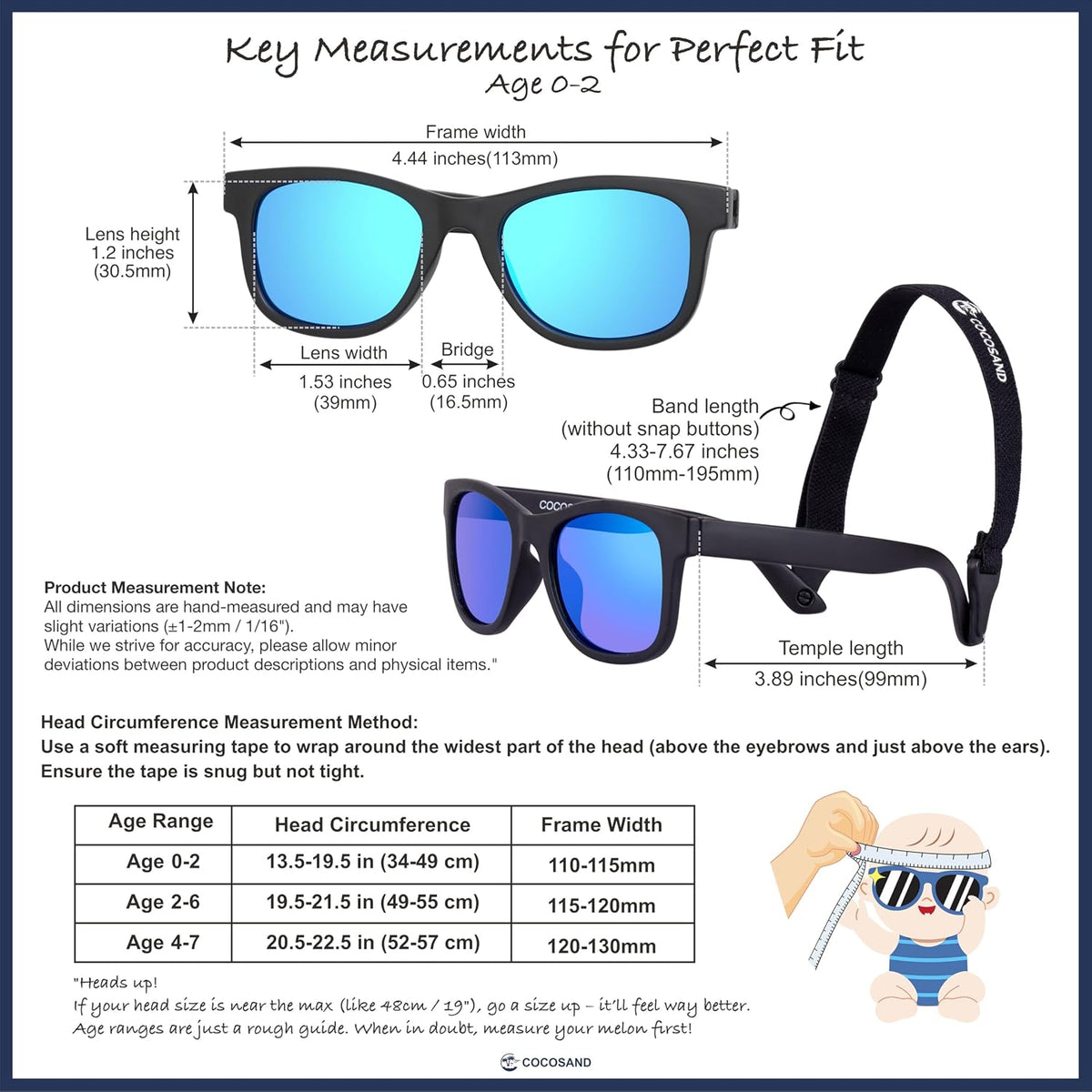 COCOSAND Gafas de sol polarizadas flexibles para bebé con correa |...