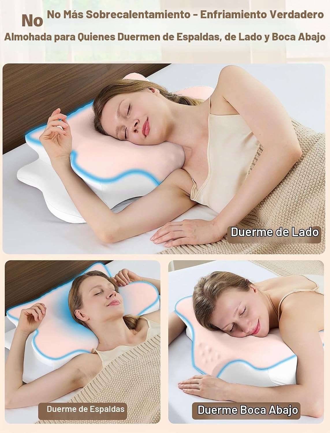 Almohada cervical para el cuello para aliviar el dolor, almohada er...