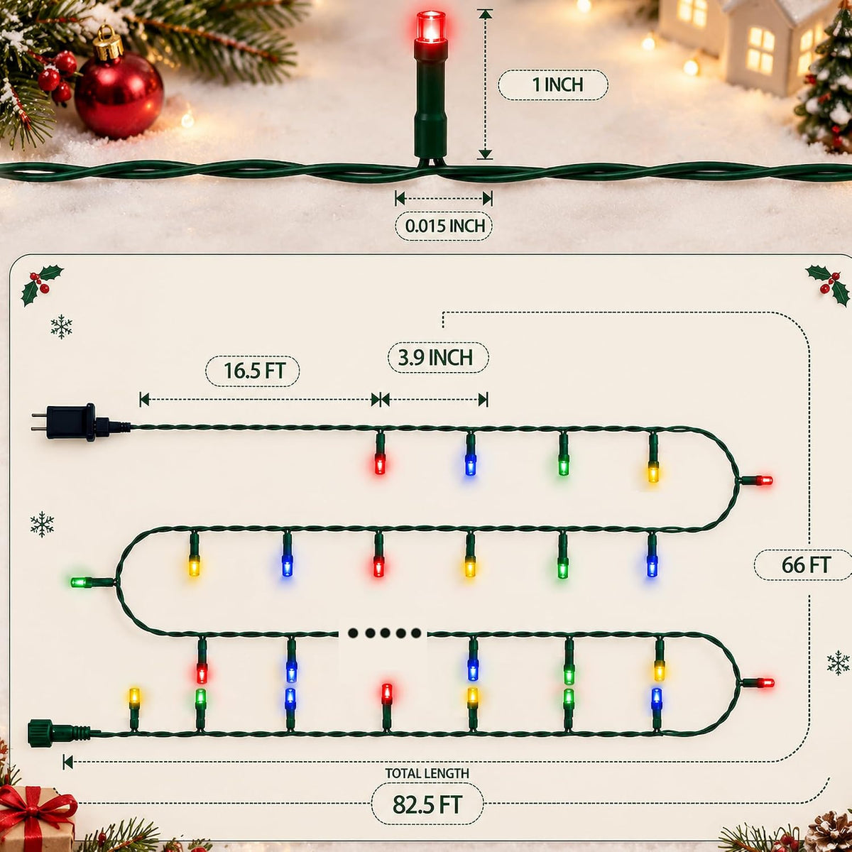 TW SHINE Luces navideñas, total de 400 LED de 132 pies, luces navid...