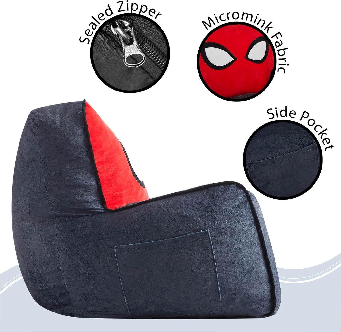 Idea Nuova Marvel Spiderman - Puf relleno de espuma para niños, asi...