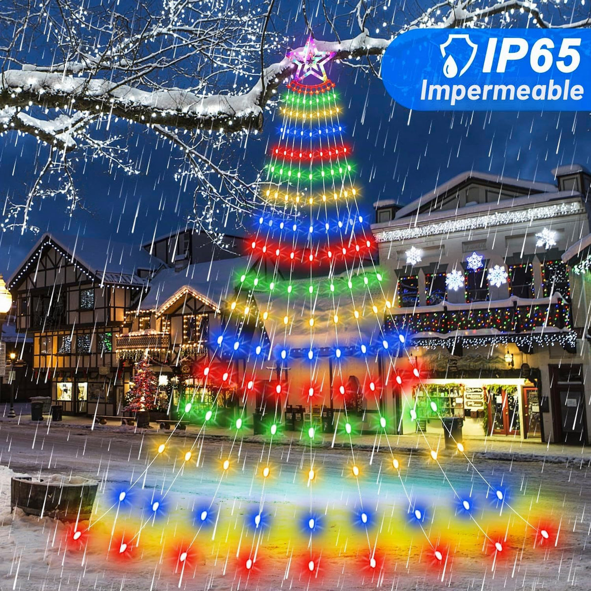 Luces solares de Navidad para exteriores, 11.48 pies, 350 luces LED...