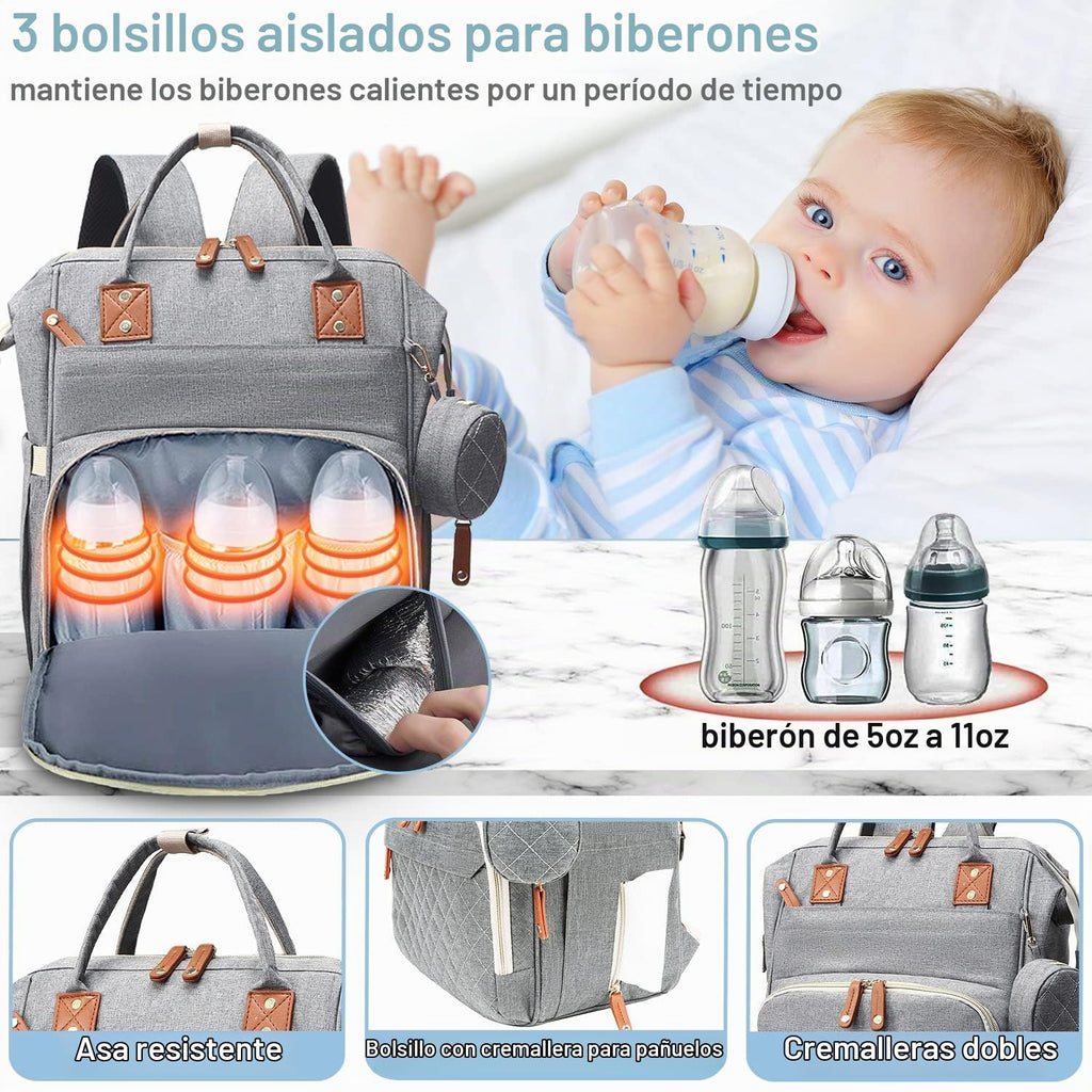 SHITIESHOU Bolsa de pañales mochila para bebé, bolsa de pañales par...