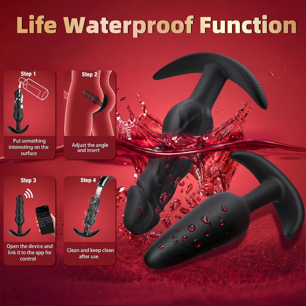 5PCS Anal Plug Principiantes Kit de Entrenamiento Anal con APP Cont...