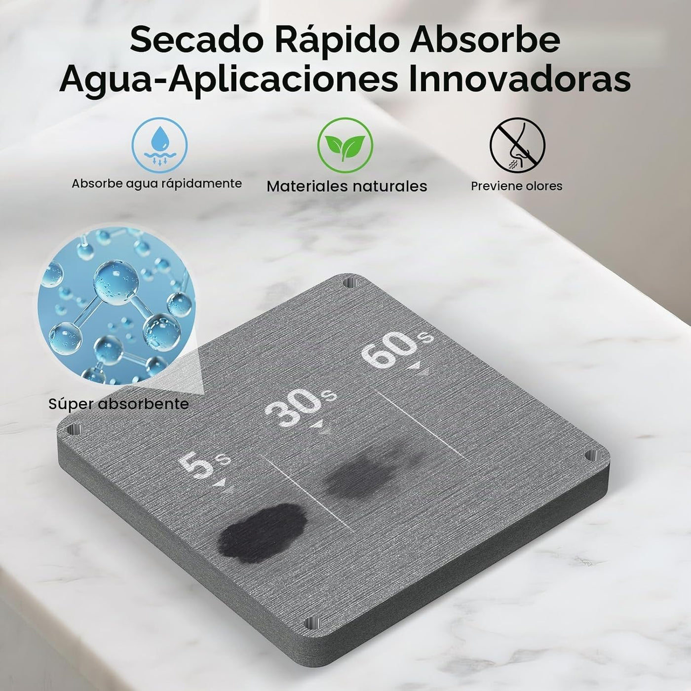 Portacepillos de dientes con alfombrilla de secado rápido, diatomit...