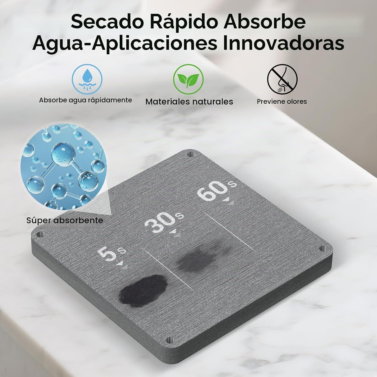 Portacepillos de dientes con alfombrilla de secado rápido, diatomit...