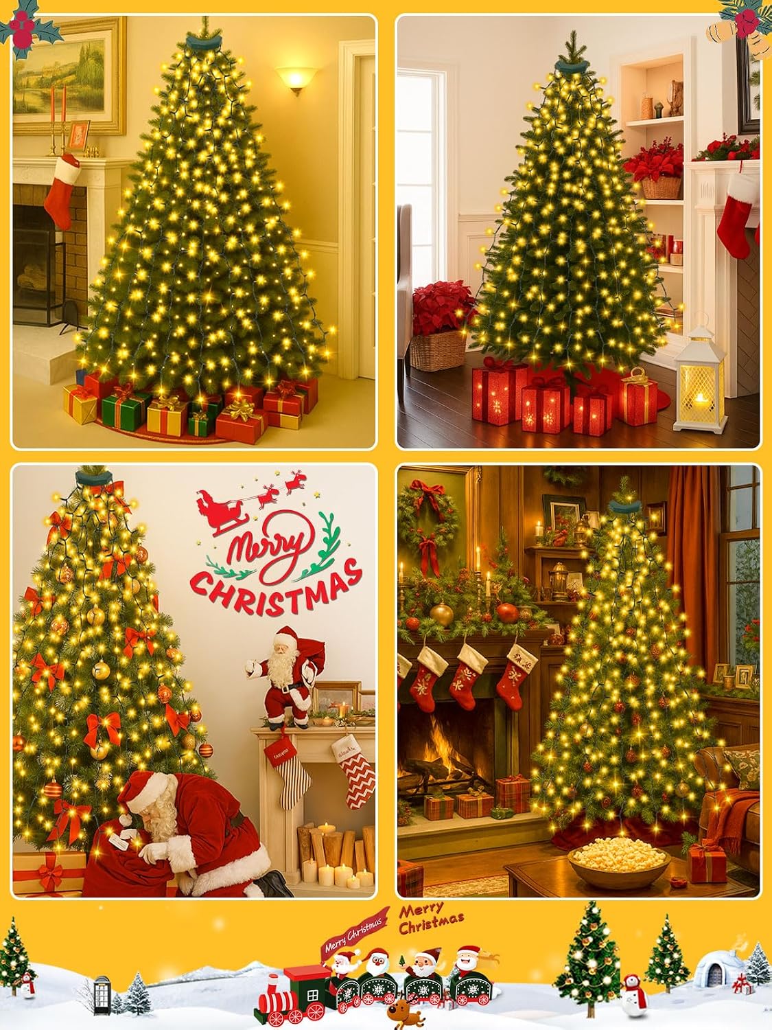 Luces de árbol de Navidad fáciles de 480 LED, control de voz de 8 p...