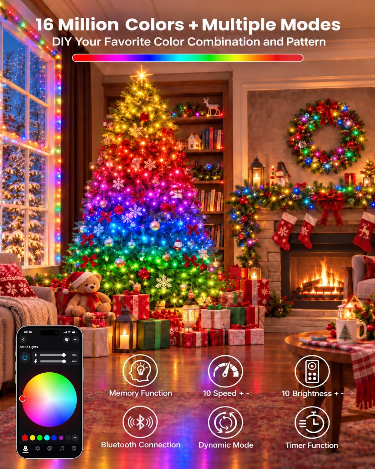 500LED inteligente RGB que cambia de color luces de 177 pies aplica...