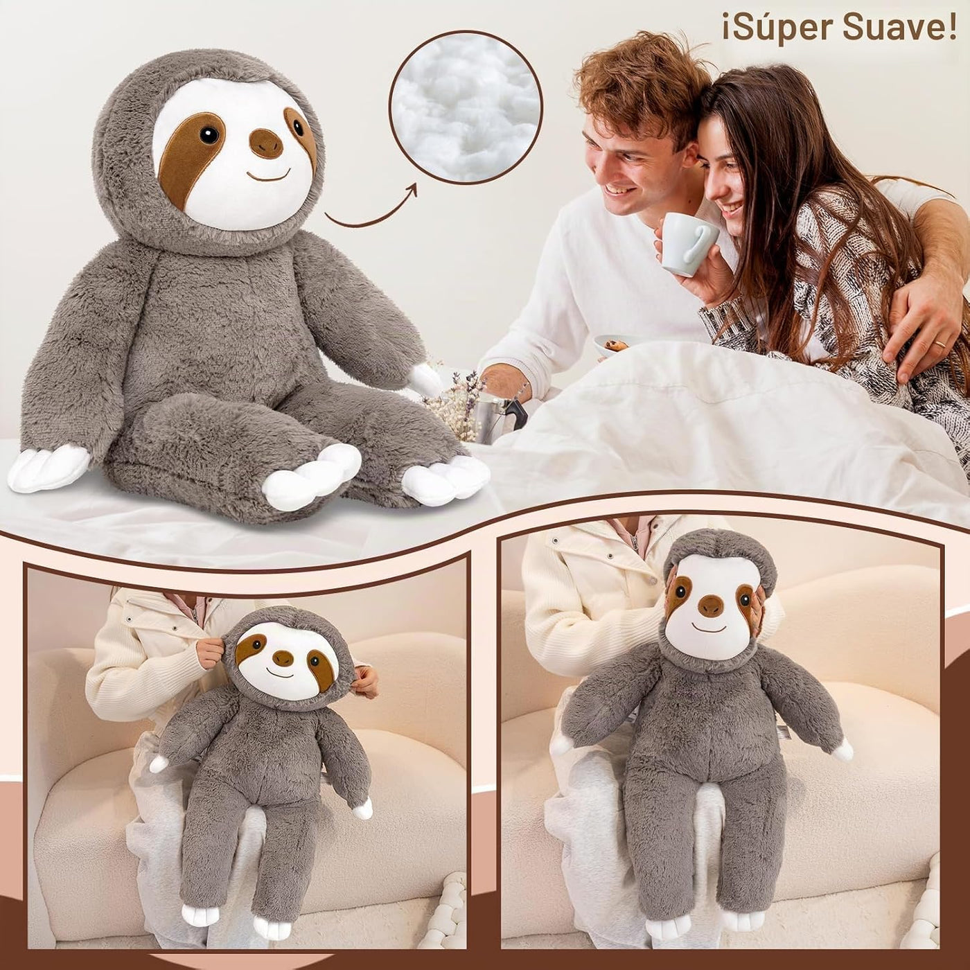 SQEQE Perezoso gigante de peluche de 30 pulgadas, perezoso de peluc...