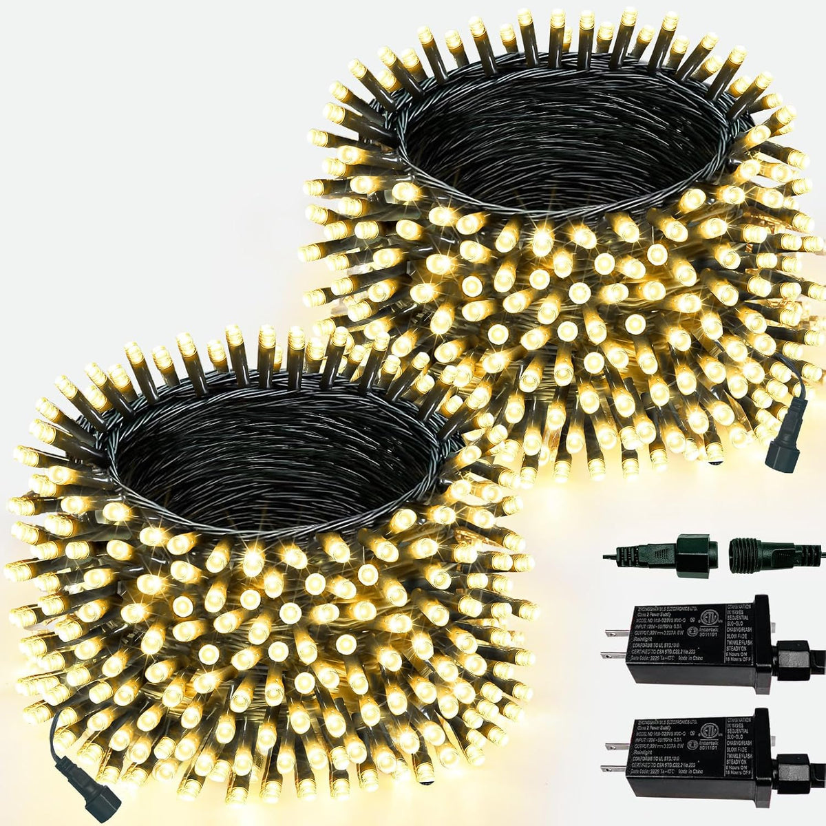 Paquete de 2 tiras de luces de Navidad extensibles para interiores...