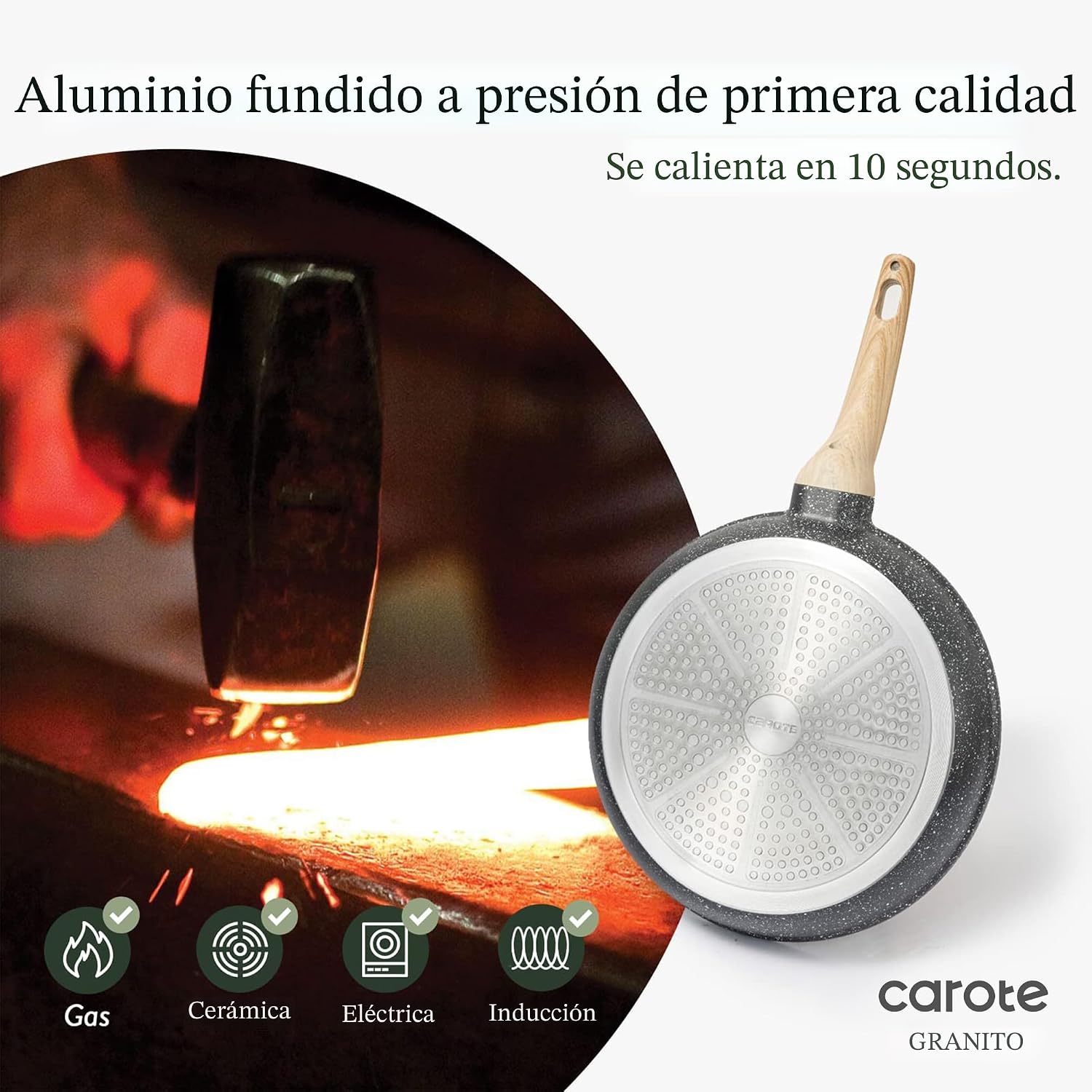 CAROTE Sartén negra antiadherente de 10 pulgadas, sin PFOA | Utensi...