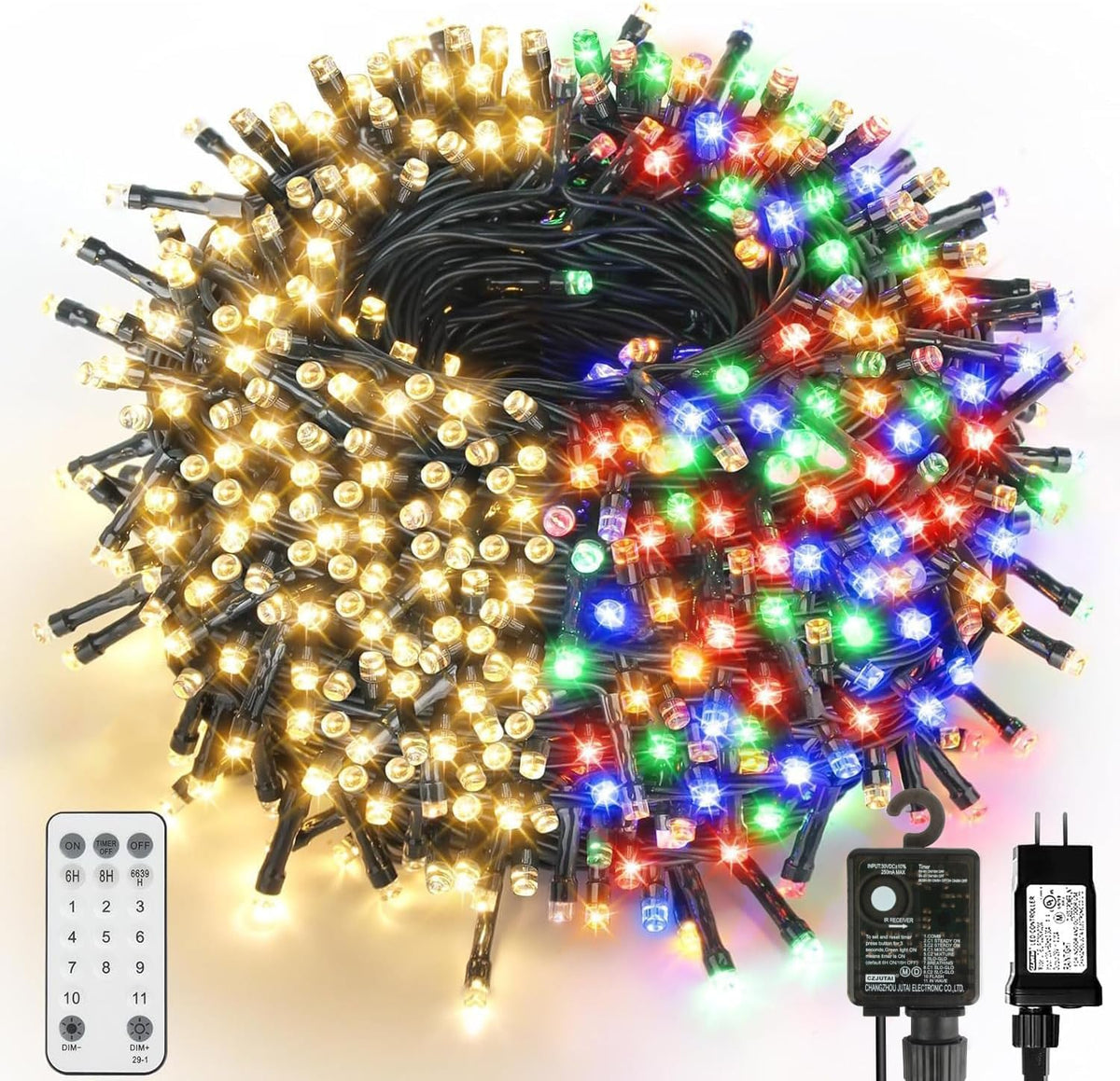 VTECHOLOGY 800 luces LED de color blanco cálido a multicolor para á...