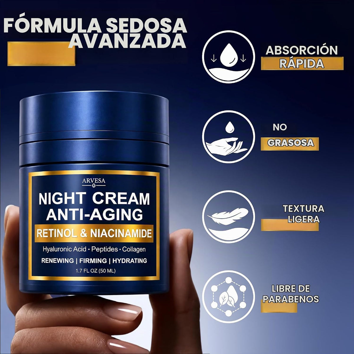 Crema de noche para mujeres antienvejecimiento - Hidratante nocturn...