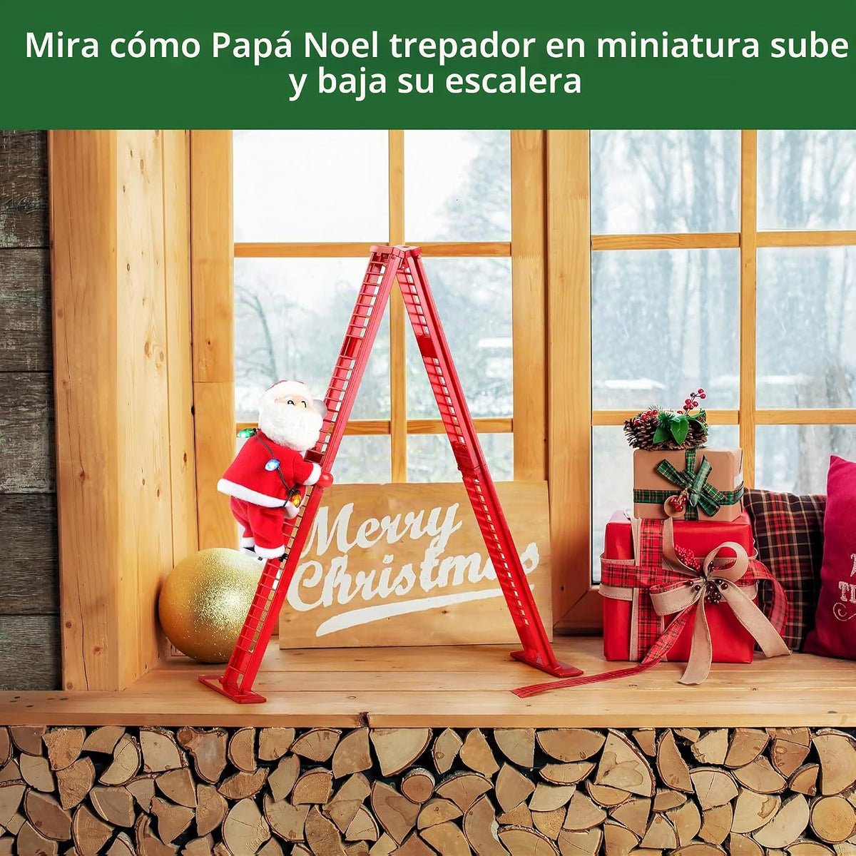 Mr. Christmas Miniatura Super Trepador Musical Decoración Navideña...