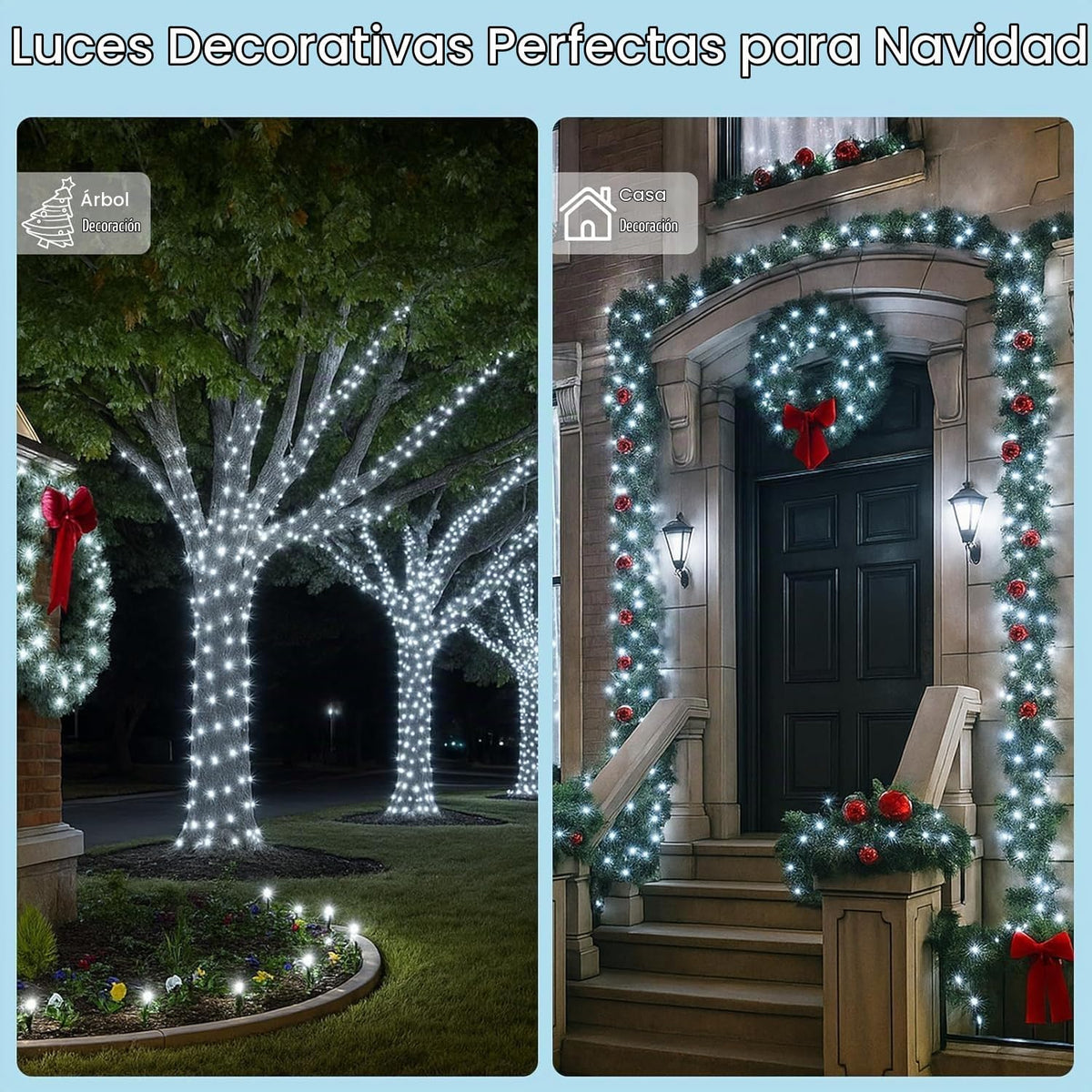 Cadena de 800 luces LED, luces de Navidad superlargas de 272 pies p...