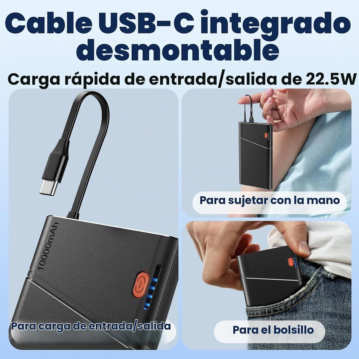 Aaoyun Banco de energía portátil de 10000 mAh, batería de carga ráp...