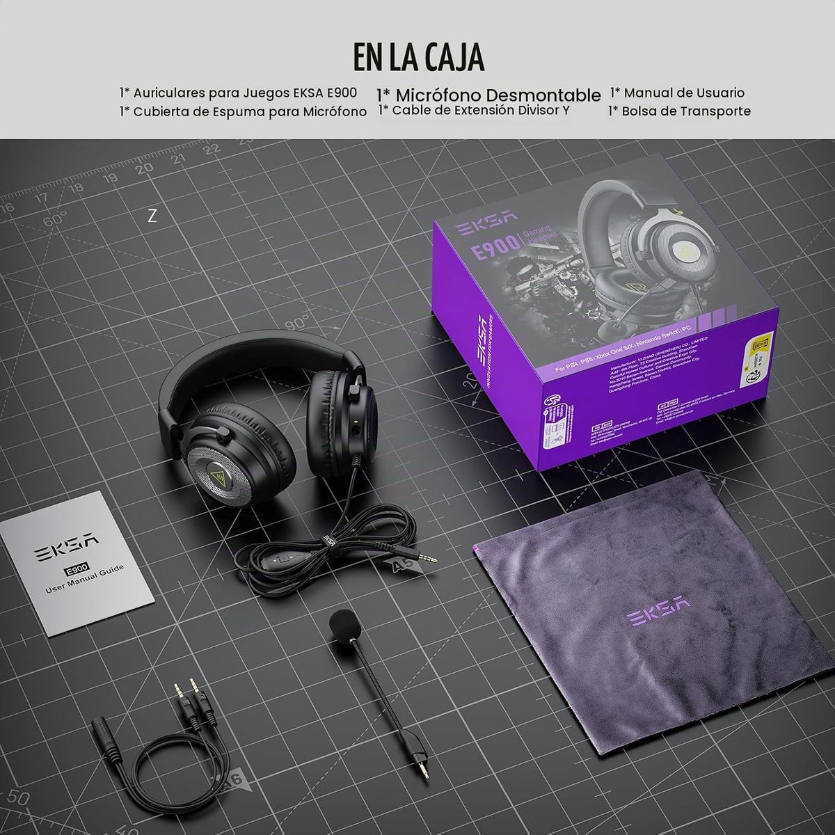 EKSA E900 - Auriculares con micrófono para PC, PS4, PS5, Xbox - Mic...