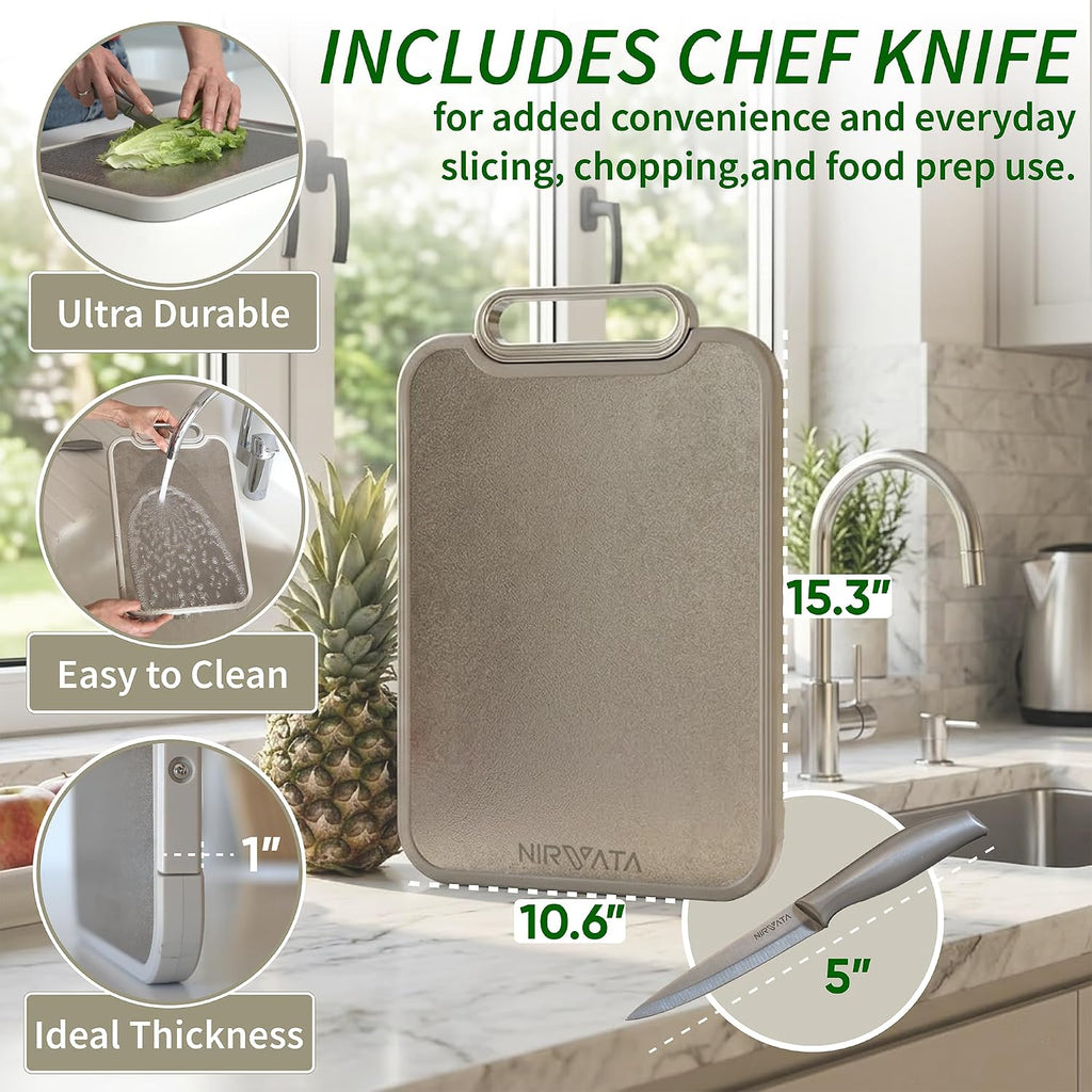 NIRVATA Tablas de cortar de titanio para cocina, tabla de cortar de...