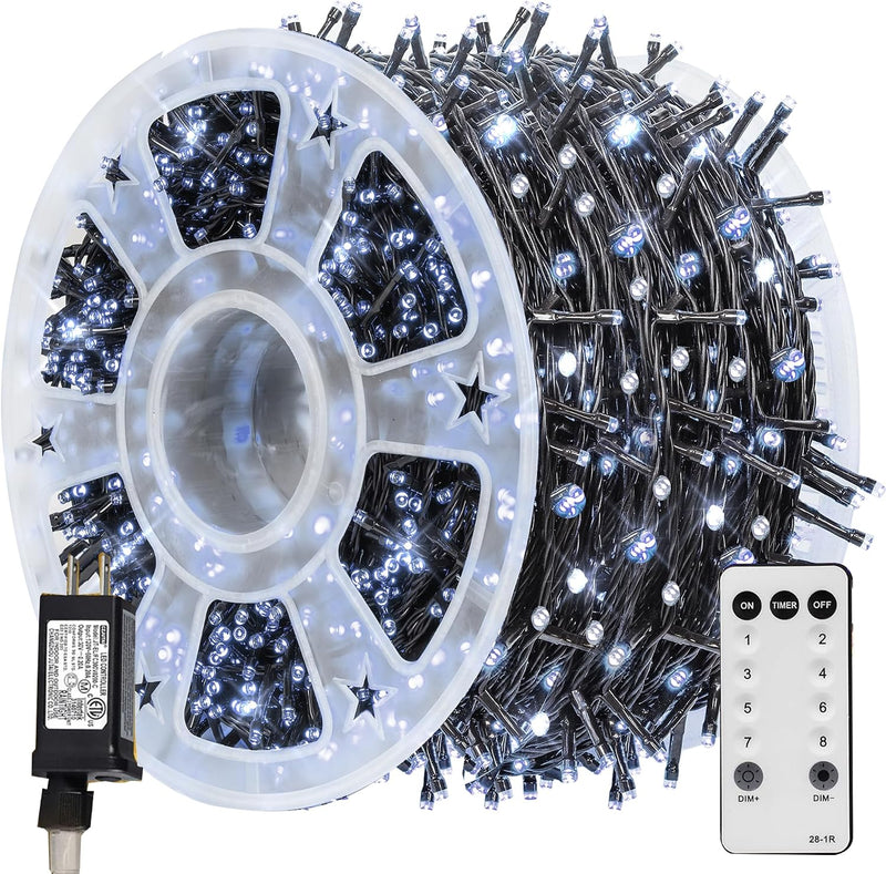 TW SHINE Luces de Navidad, 600 luces LED de 196 pies de Navidad enc...