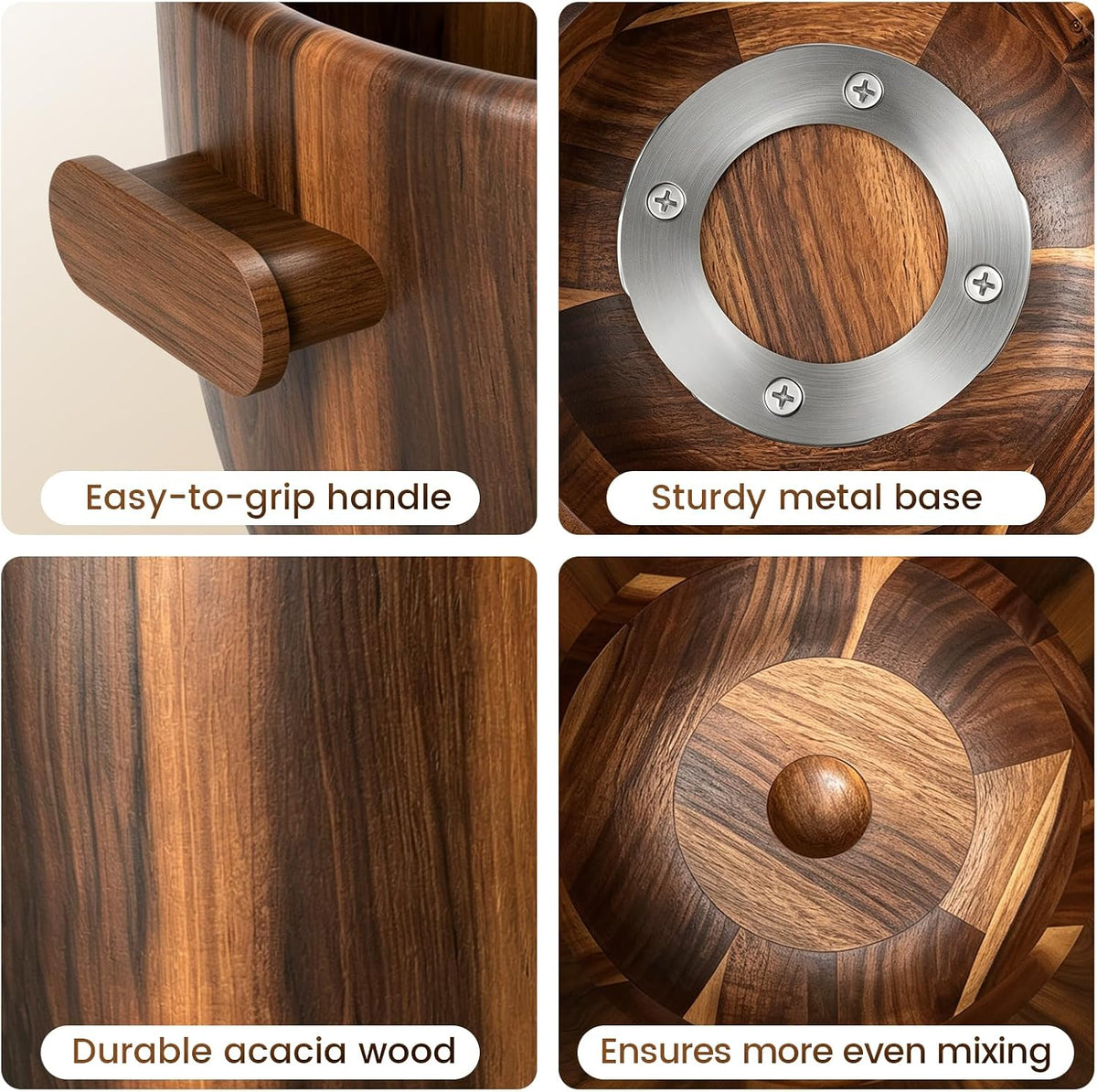 Tazón de madera con mango, para mezclador KitchenAid de 4.5-5 cuart...