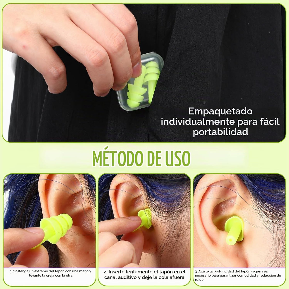 Trelaco - 100 pares de tapones de silicona para los oídos a granel...