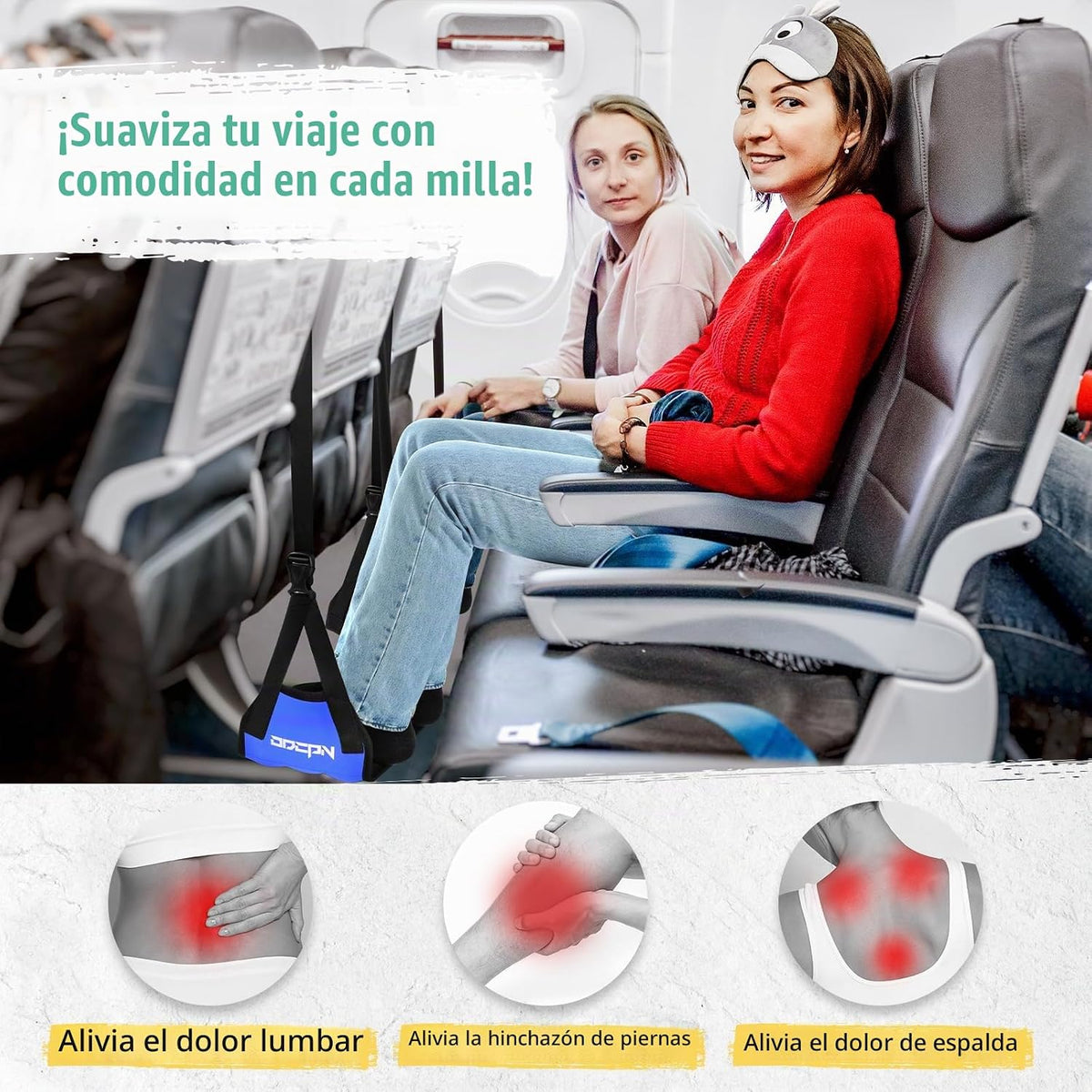 2 paquetes de hamaca para pies para viajes en avión, reposapiés de...
