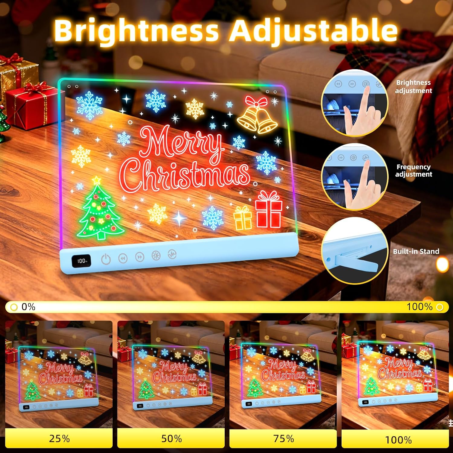 Lumiboard Tablero de dibujo LED con 13 efectos de luz, tablero de n...