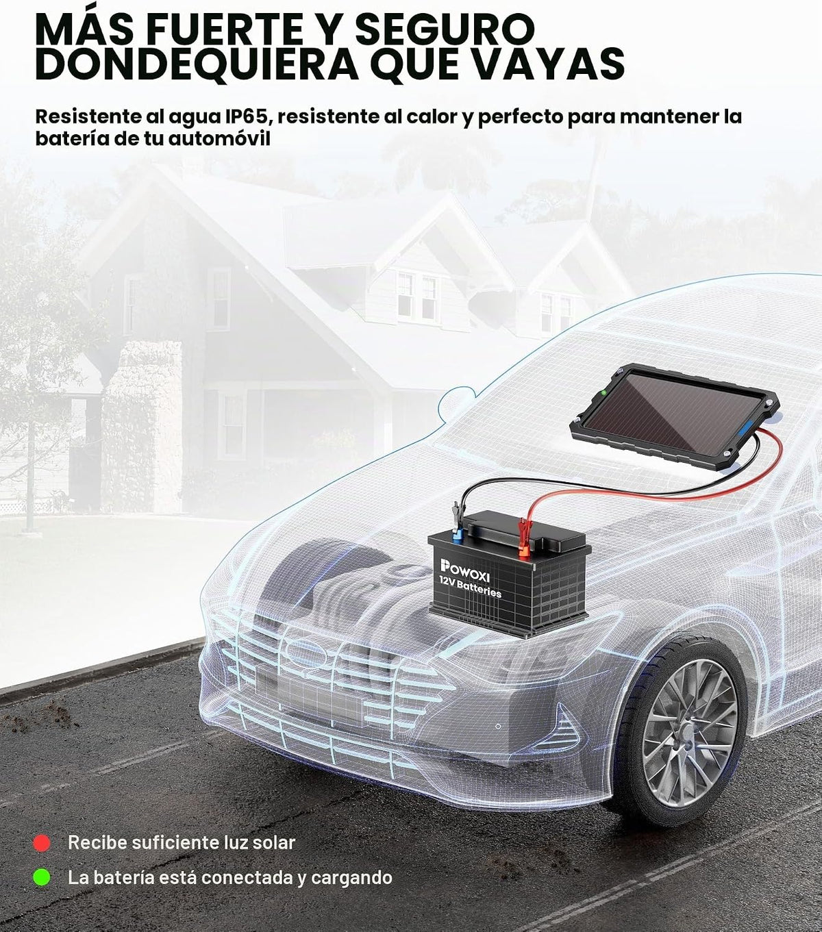 POWOXI 3.3W 12V Cargador de batería solar Kit de mantenimiento de g...