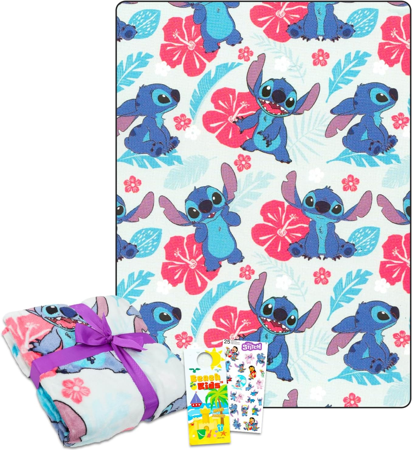 Disney Stitch - Juego de manta de forro polar, paquete con manta su...