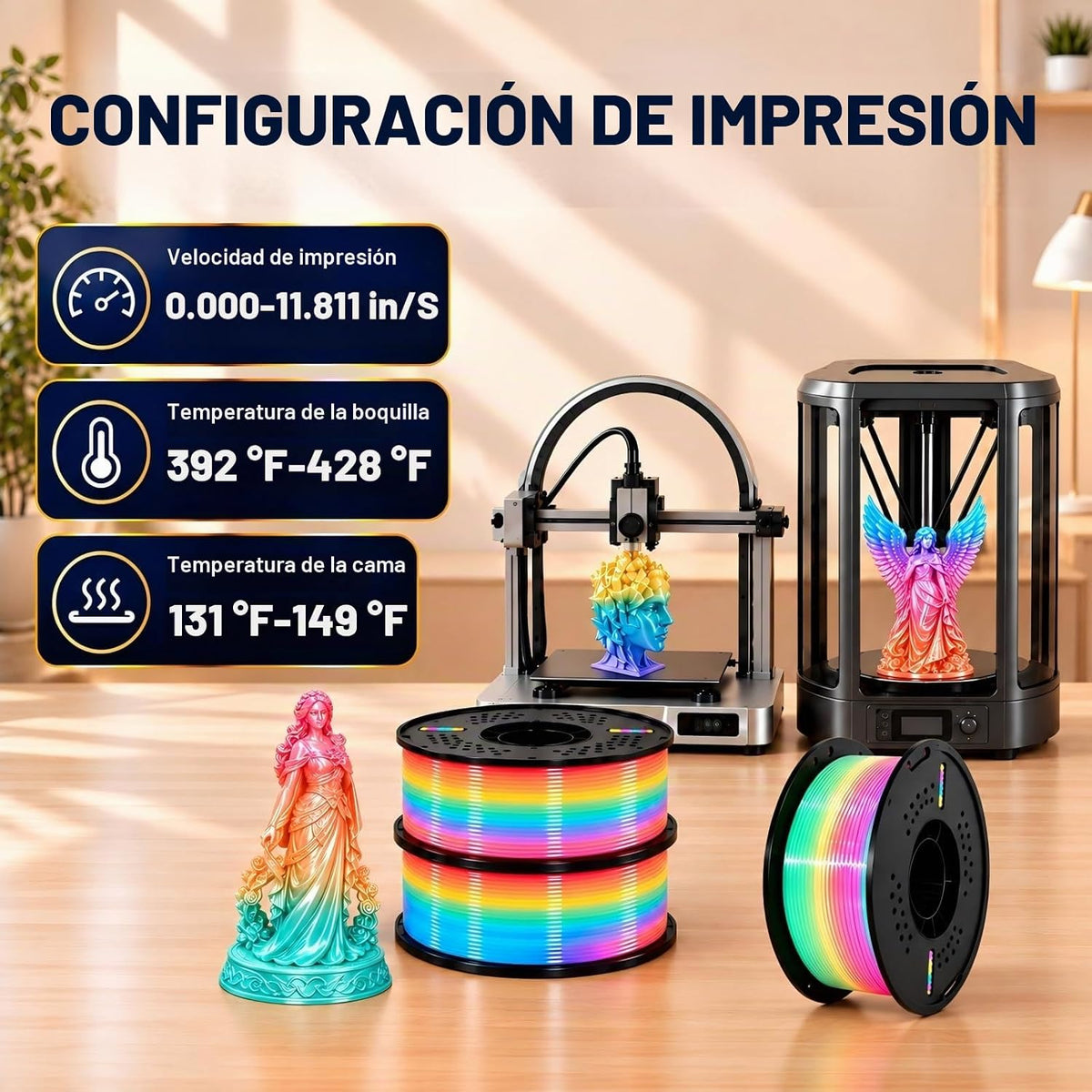 MEUYMEU Filamento PLA Silk Rainbow de 0.069 pulgadas, carretes de 8...