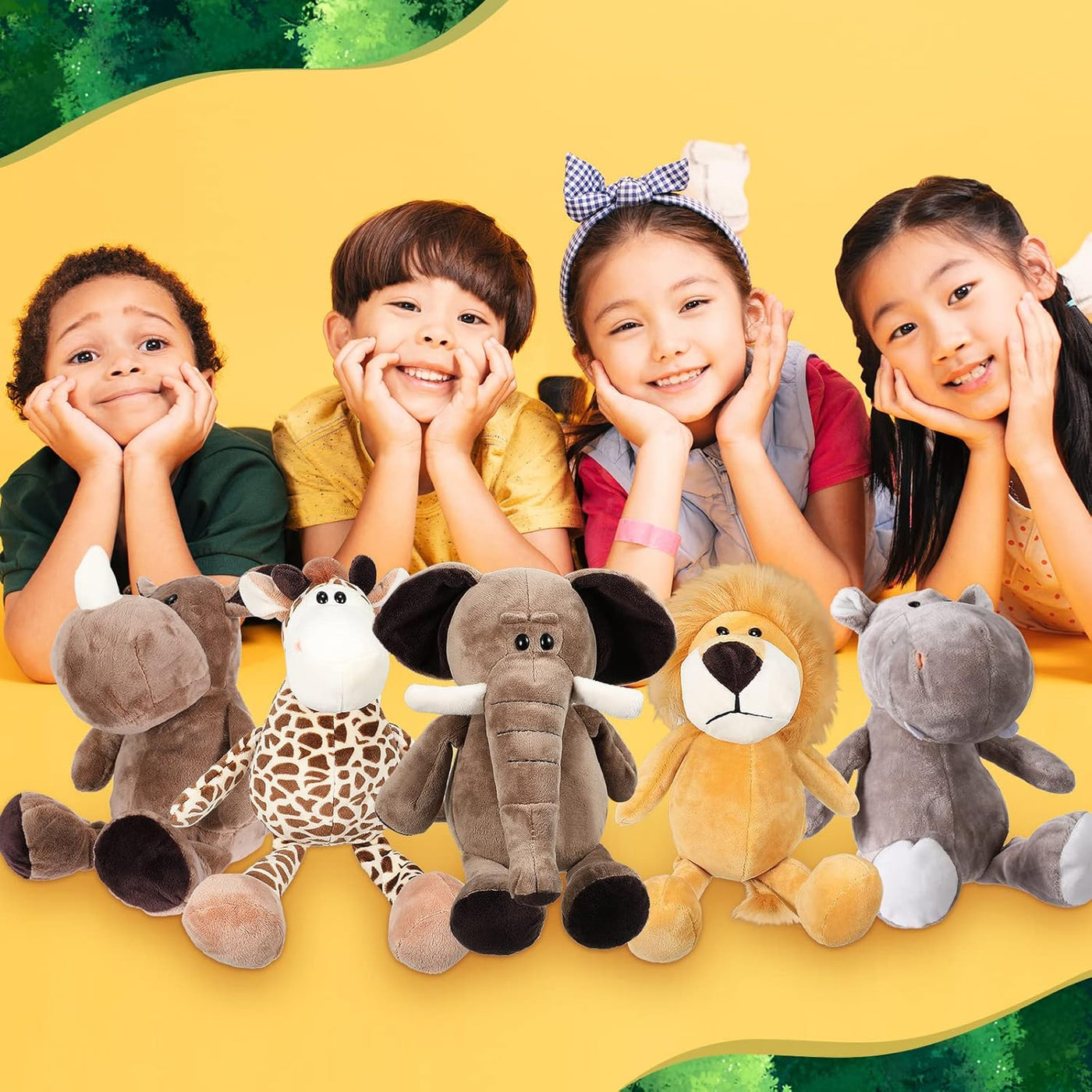 HyDren Juguetes de zoológico de peluche de animales de safari de 9...