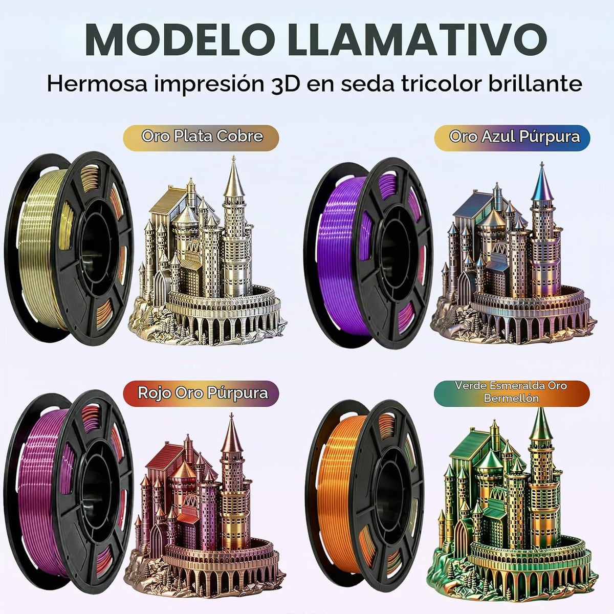 Frucindra Paquete de filamentos para impresora 3D de seda PLA+, bri...