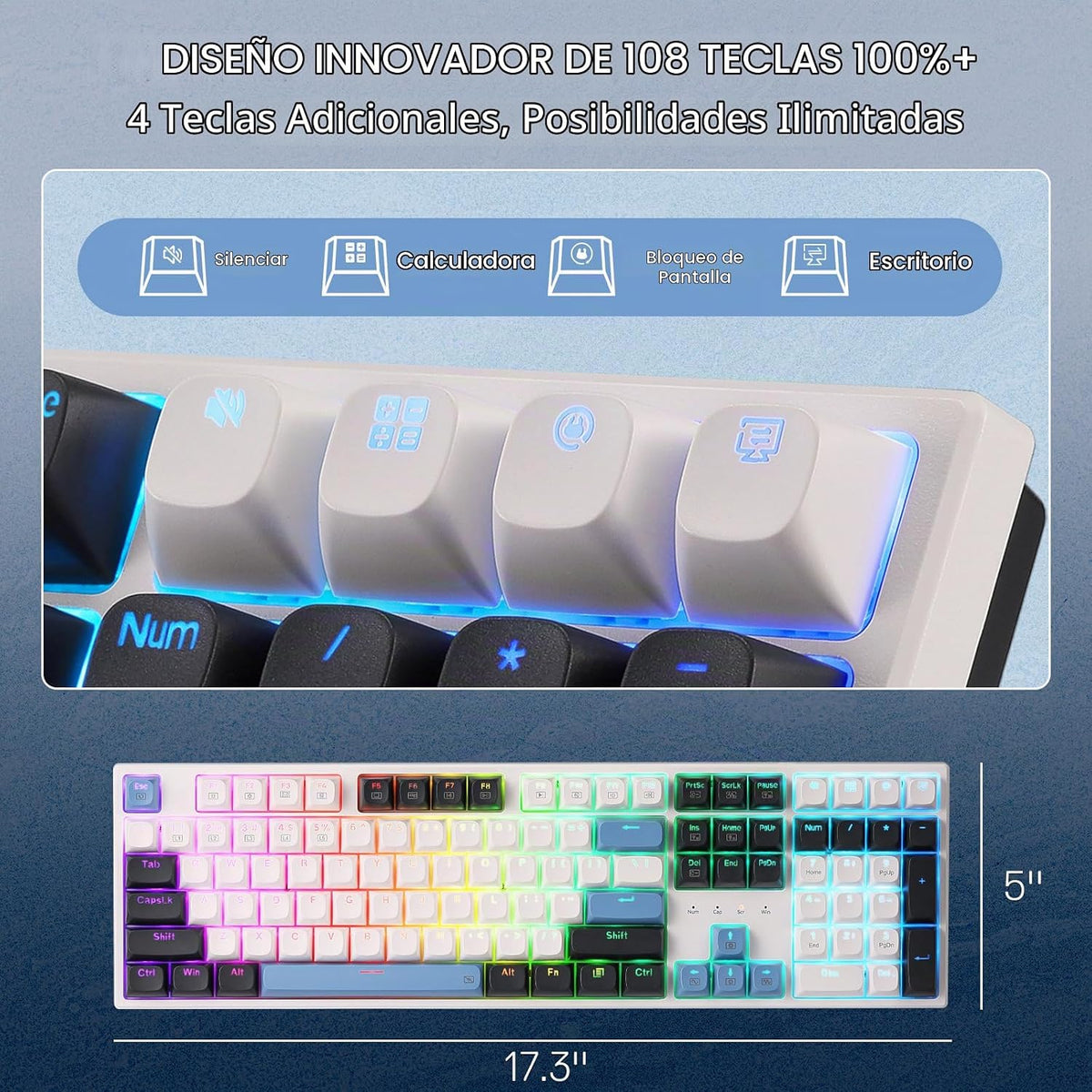 Redragon K668 Teclado mecánico RGB con cable y junta para juegos, 1...
