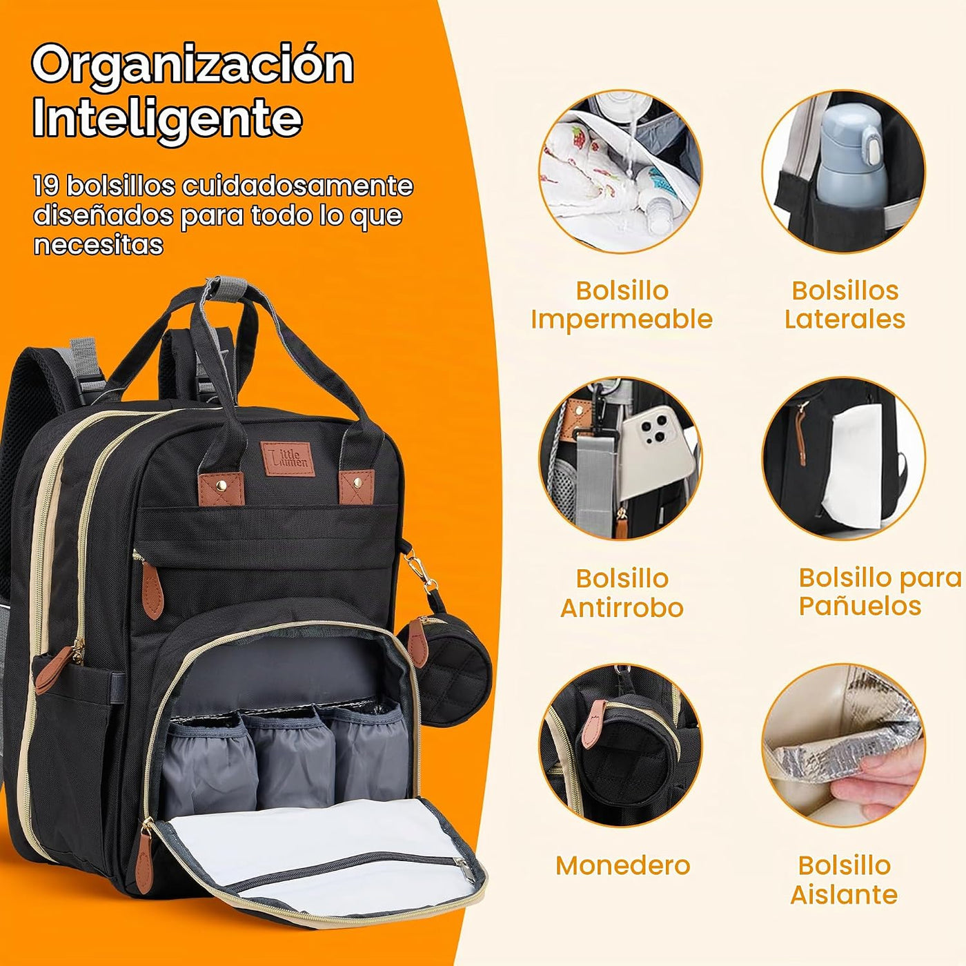 Little Lumen Mochila para pañales con cambiador \u2013 Bolsa de pañ...