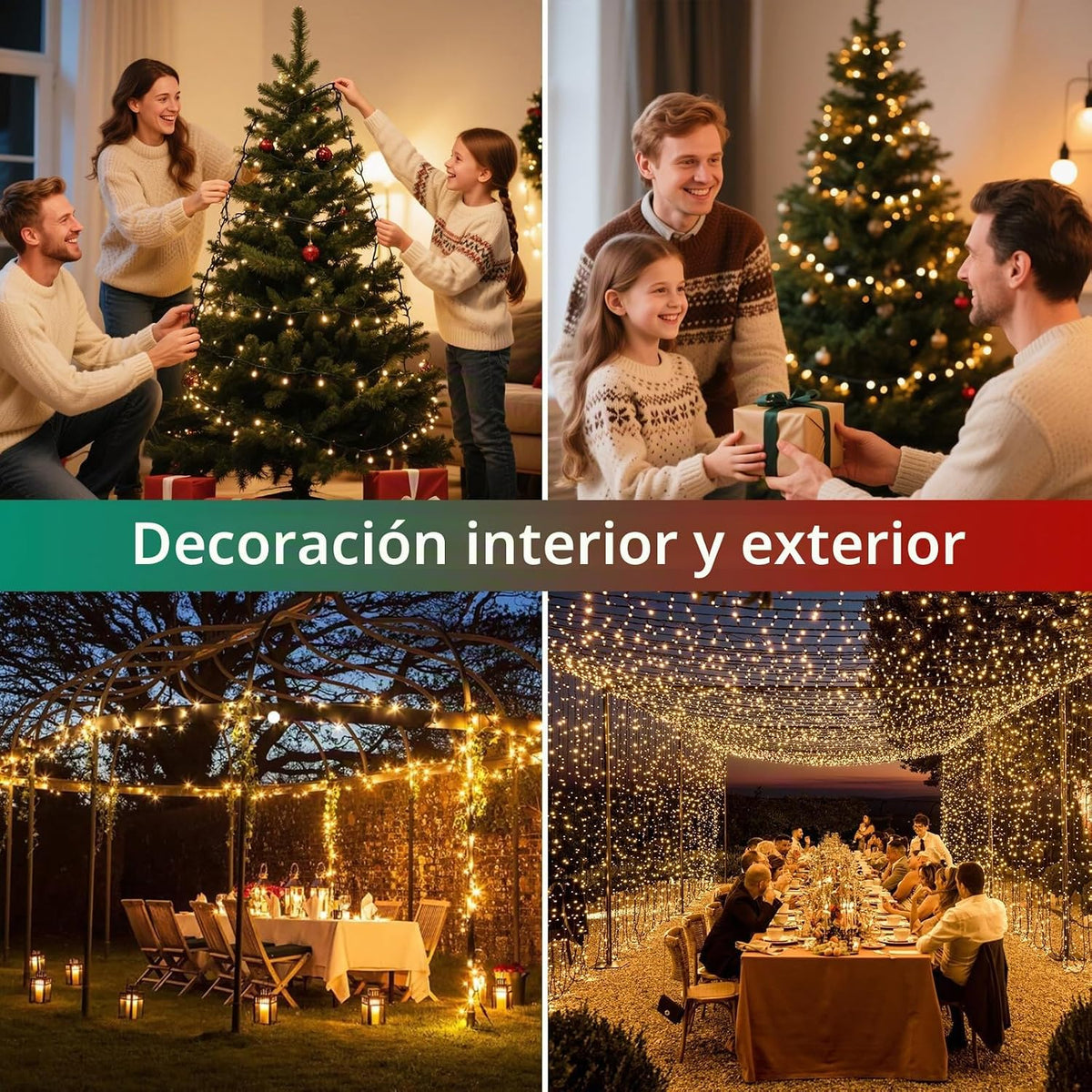 Chuya Luces de Navidad al aire libre interior,Luces de árbol de Nav...