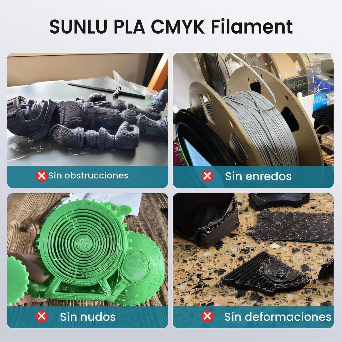 SUNLU Filamento de impresora 3D PLA, litofán de filamento CMYK, 8.8...