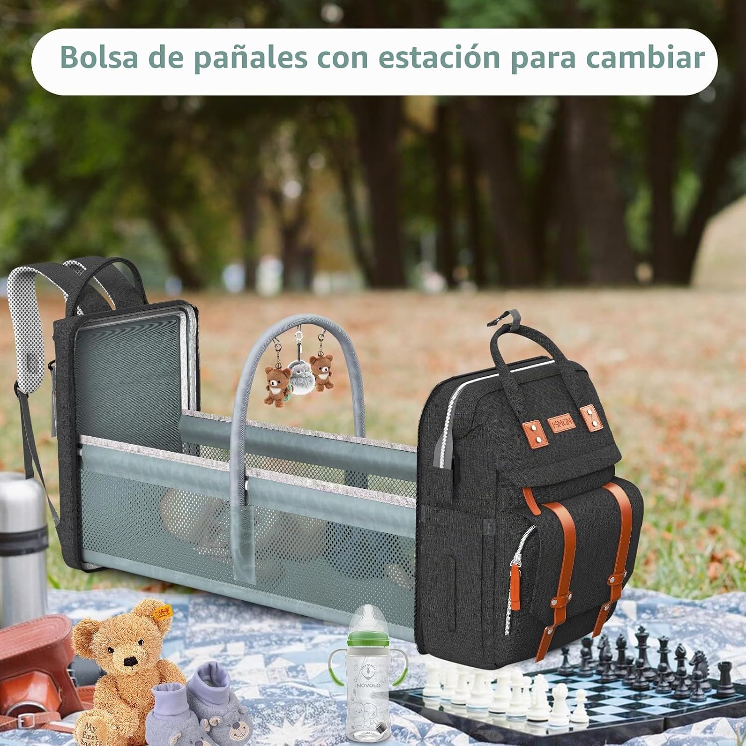 ISMGN Mochila para pañales con cambiador, bolsas de bebé para niños...