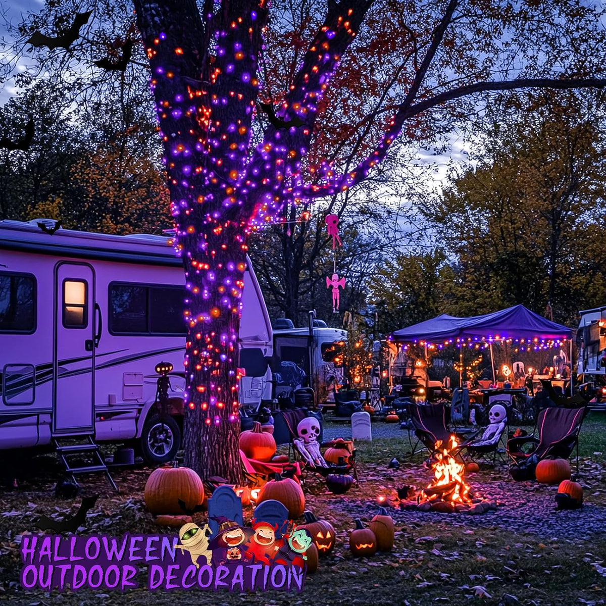JMEXSUSS 200 luces LED de Halloween para el aire libre, 66 pies, lu...