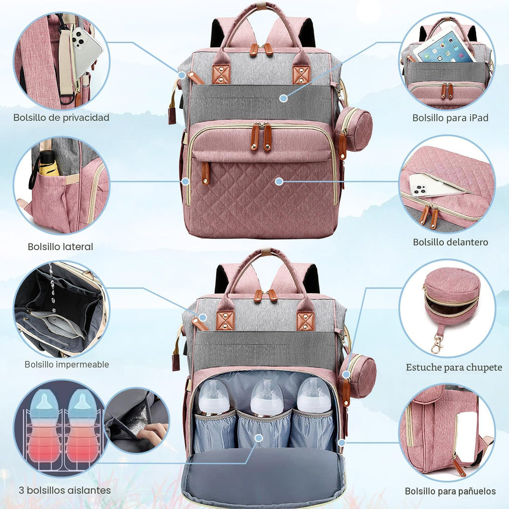SHITIESHOU Bolsa de pañales mochila para bebé, bolsa de pañales par...