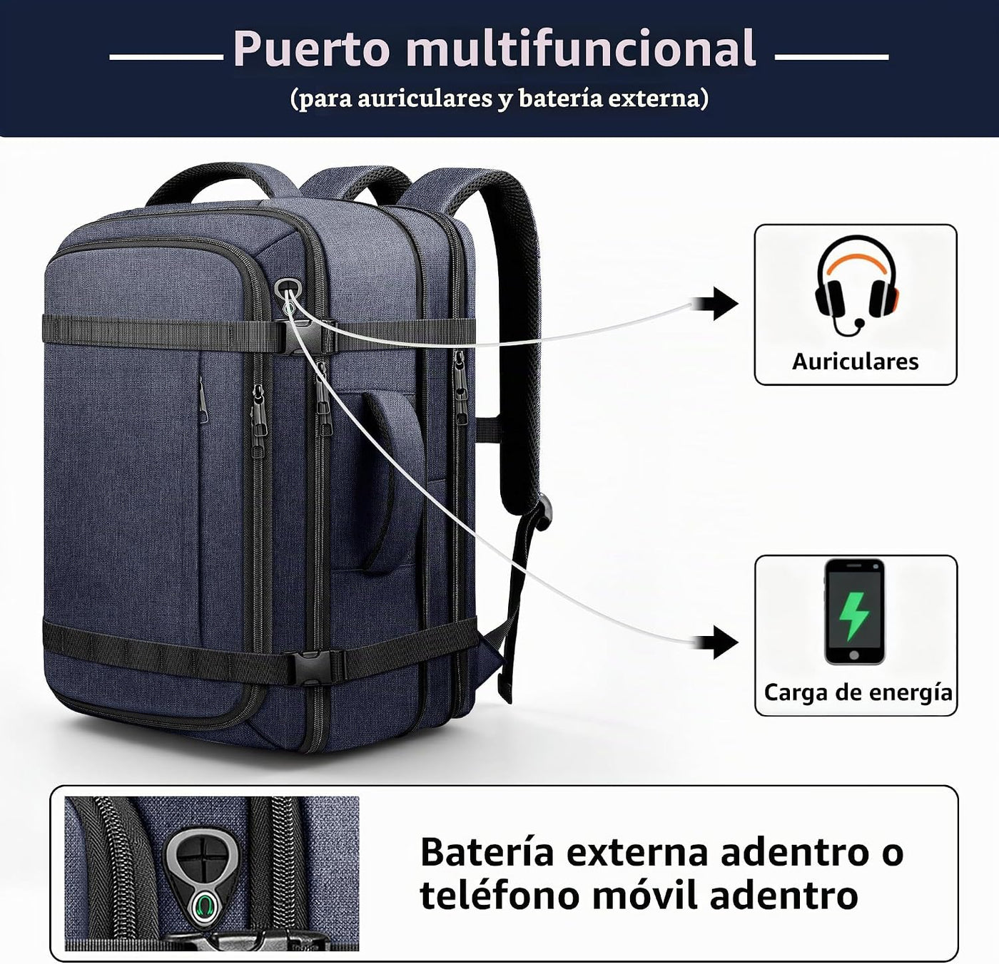 Mochila de viaje con garantía de por vida, mochila de transporte ex...