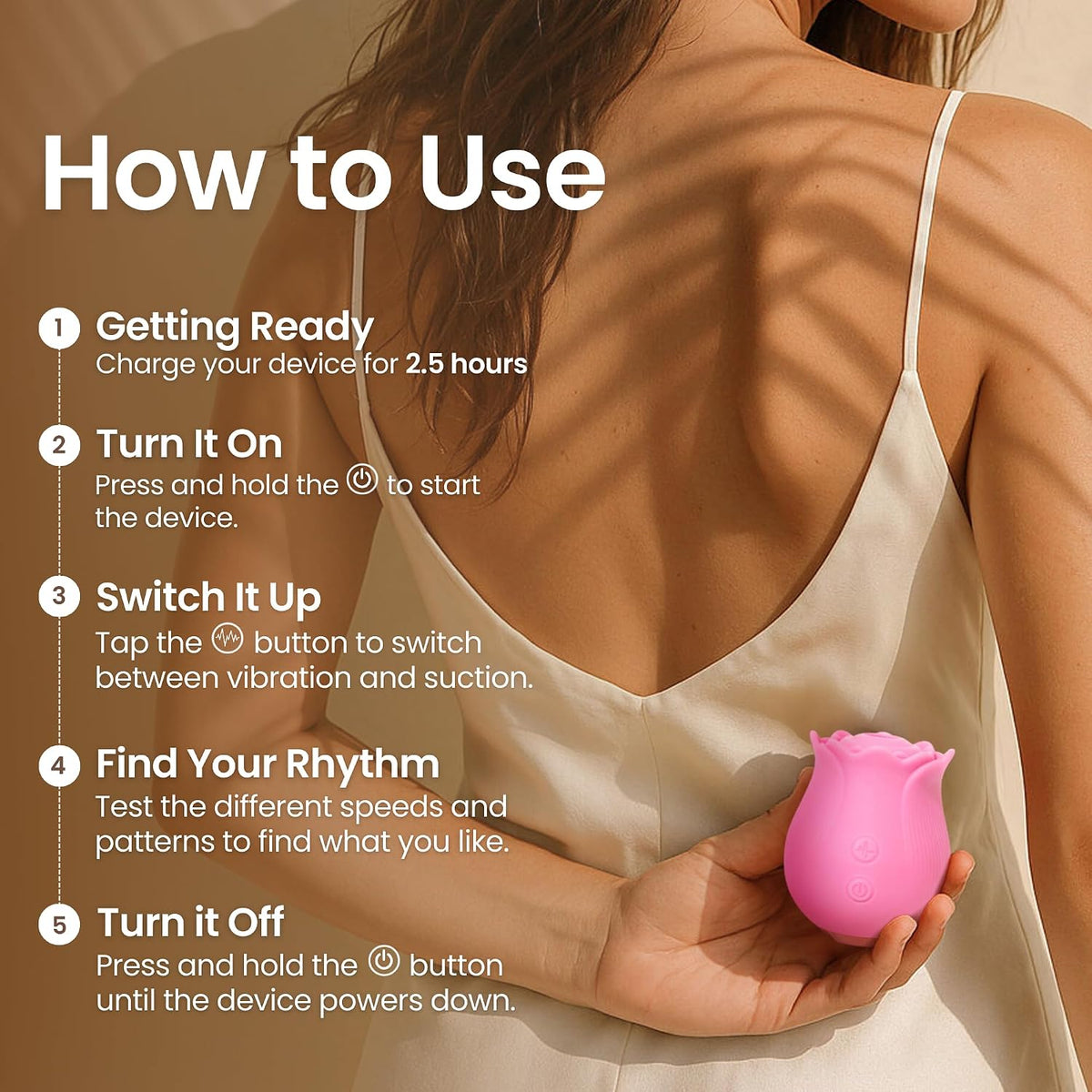 Vibrador de succión de juguete de rosas prémium para mujeres, jugue...