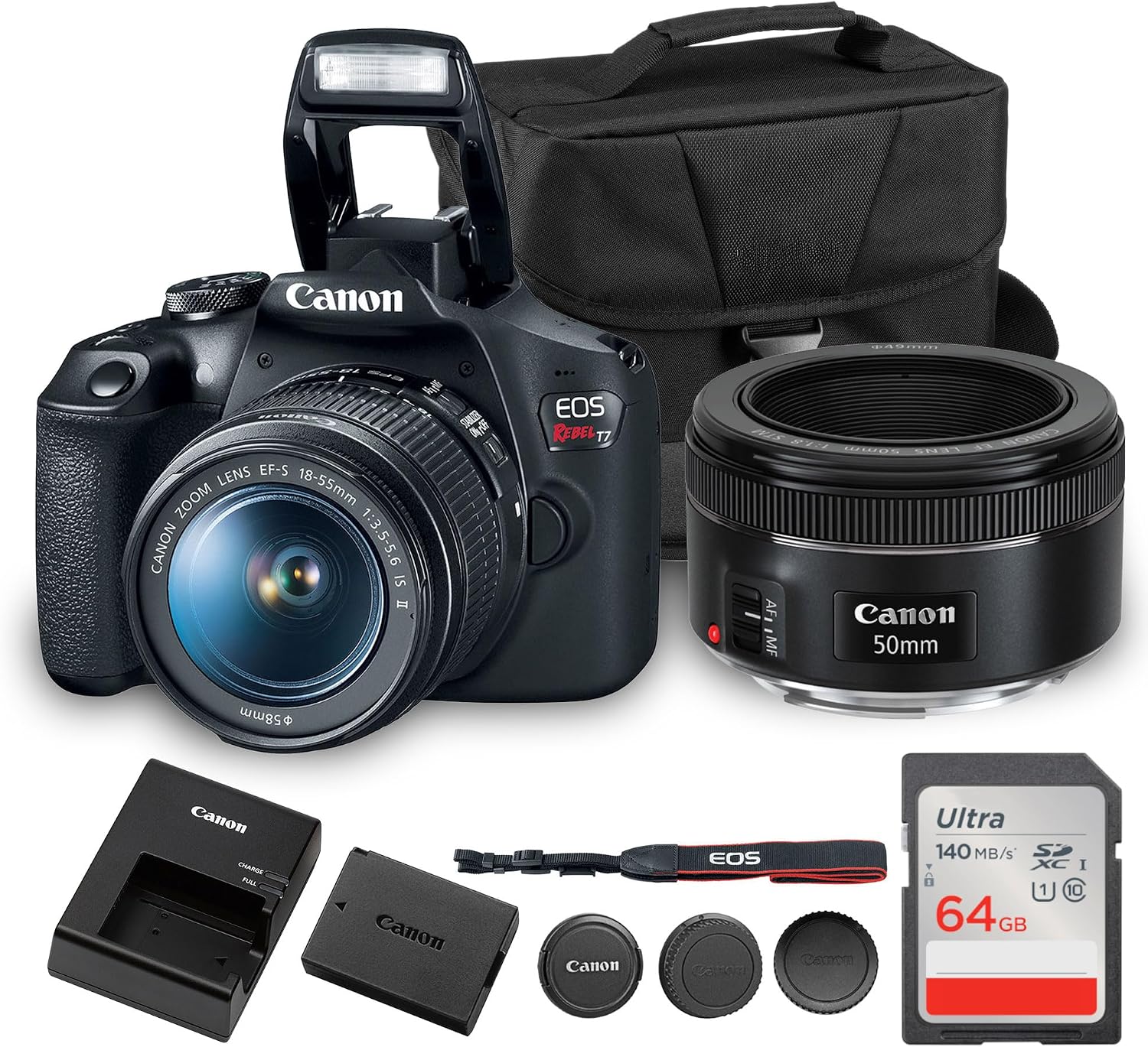 Canon EOS Rebel T7 Kit de cámara DSLR | Sensor APS-C de 24.1MP con...