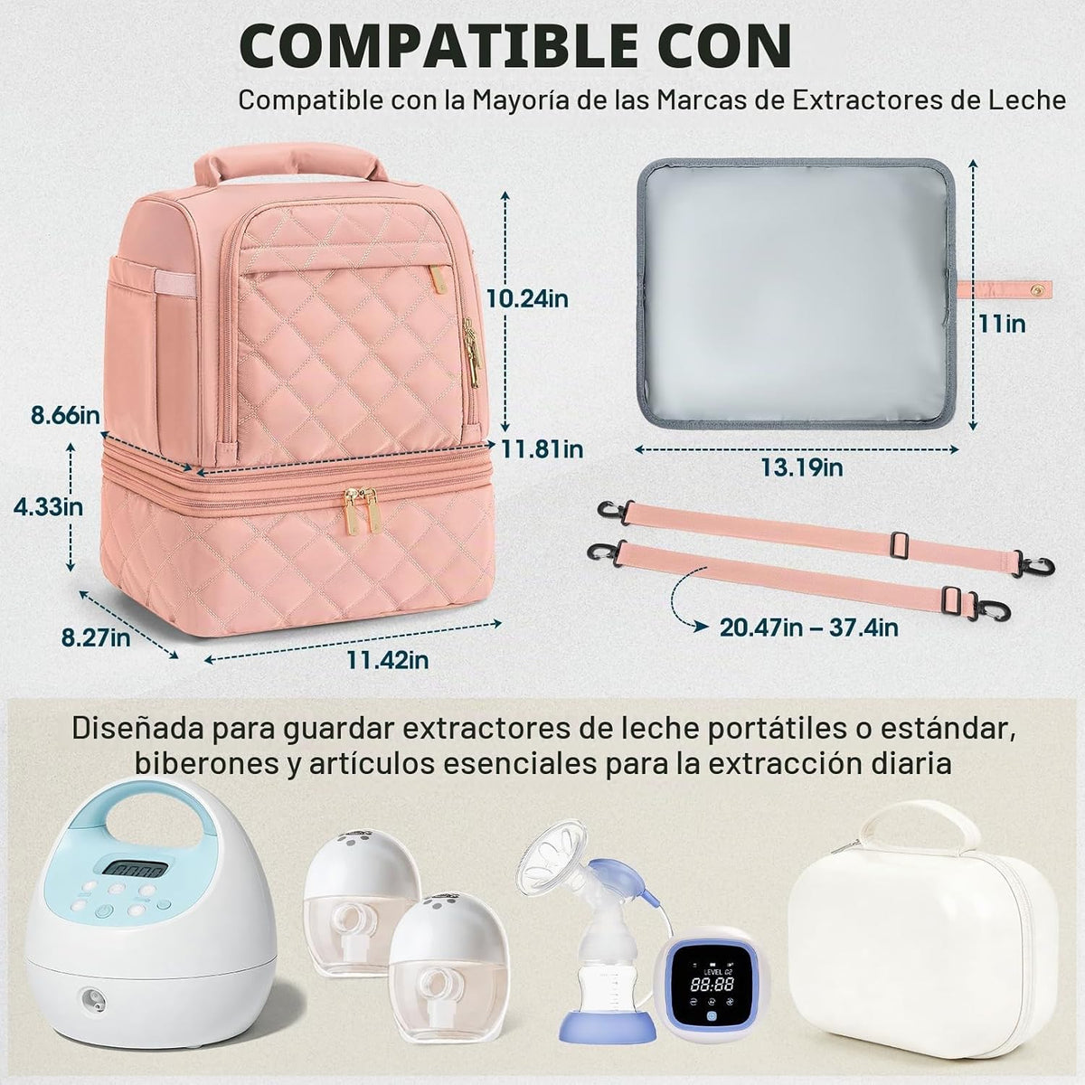 RAINSMORE Bolsa de extractor de leche portátil, bolsa de viaje para...
