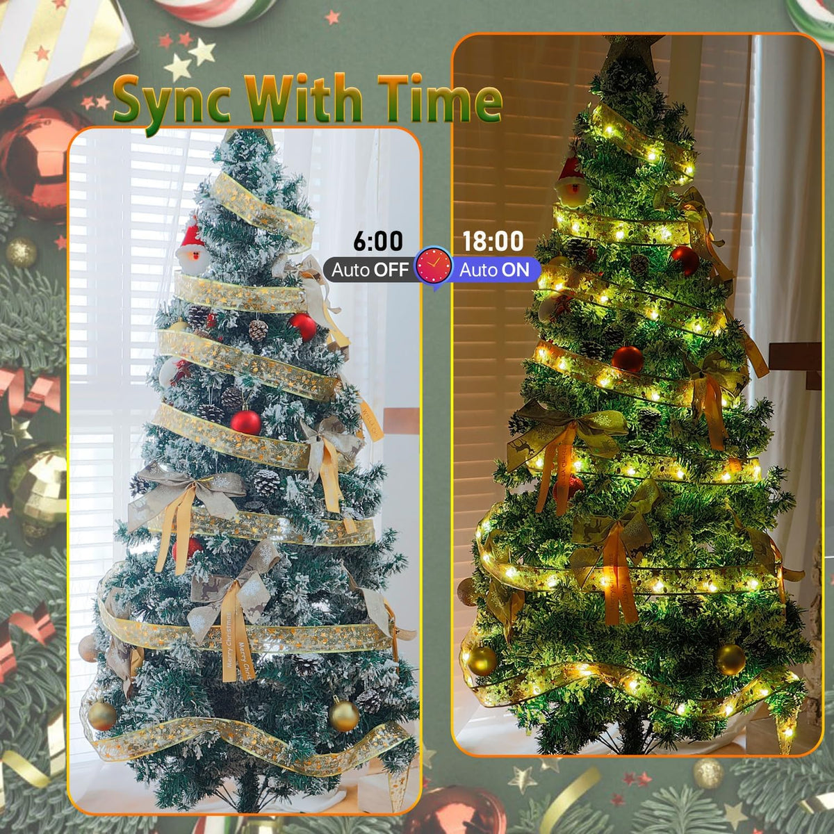 Tira de luces inteligentes para árbol de Navidad de 33 pies, 80 mod...